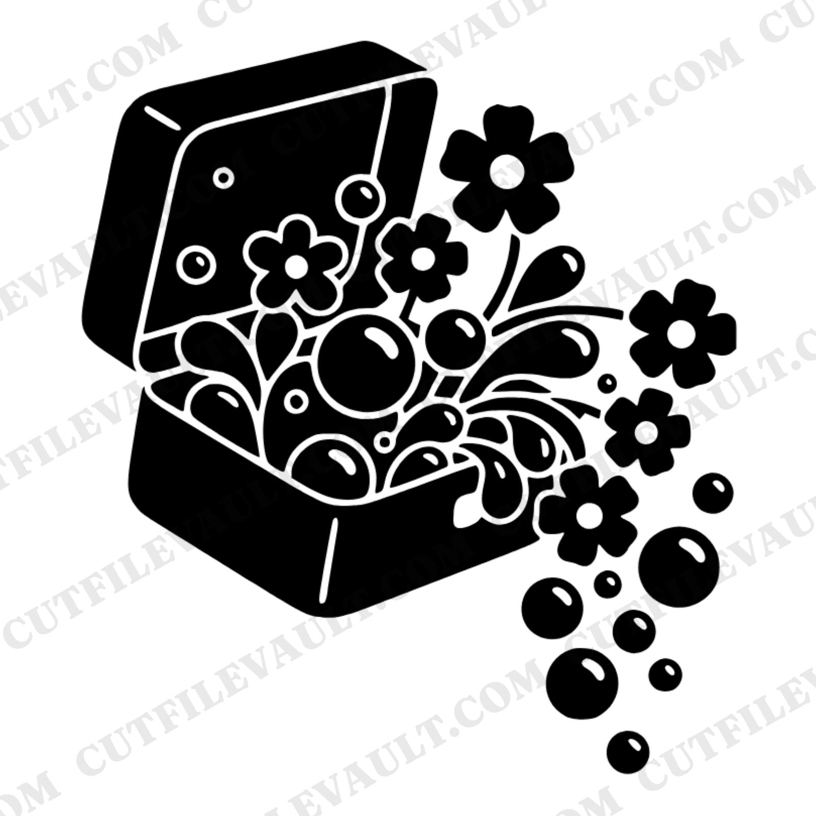 Y2K Lunchbox SVG PNG Cottagecore Floral Bubbles Silhouette Cut File Back to School Farmhouse Decor — view 1