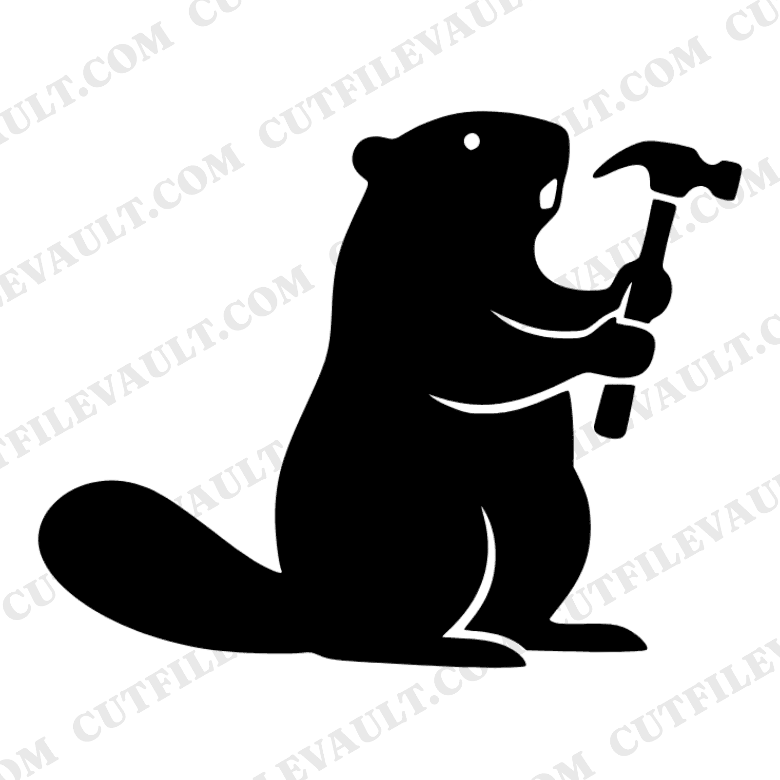 Beaver with Hammer SVG PNG Labor Day Craftsman Builder Cut File Mid-Century Design — view 1