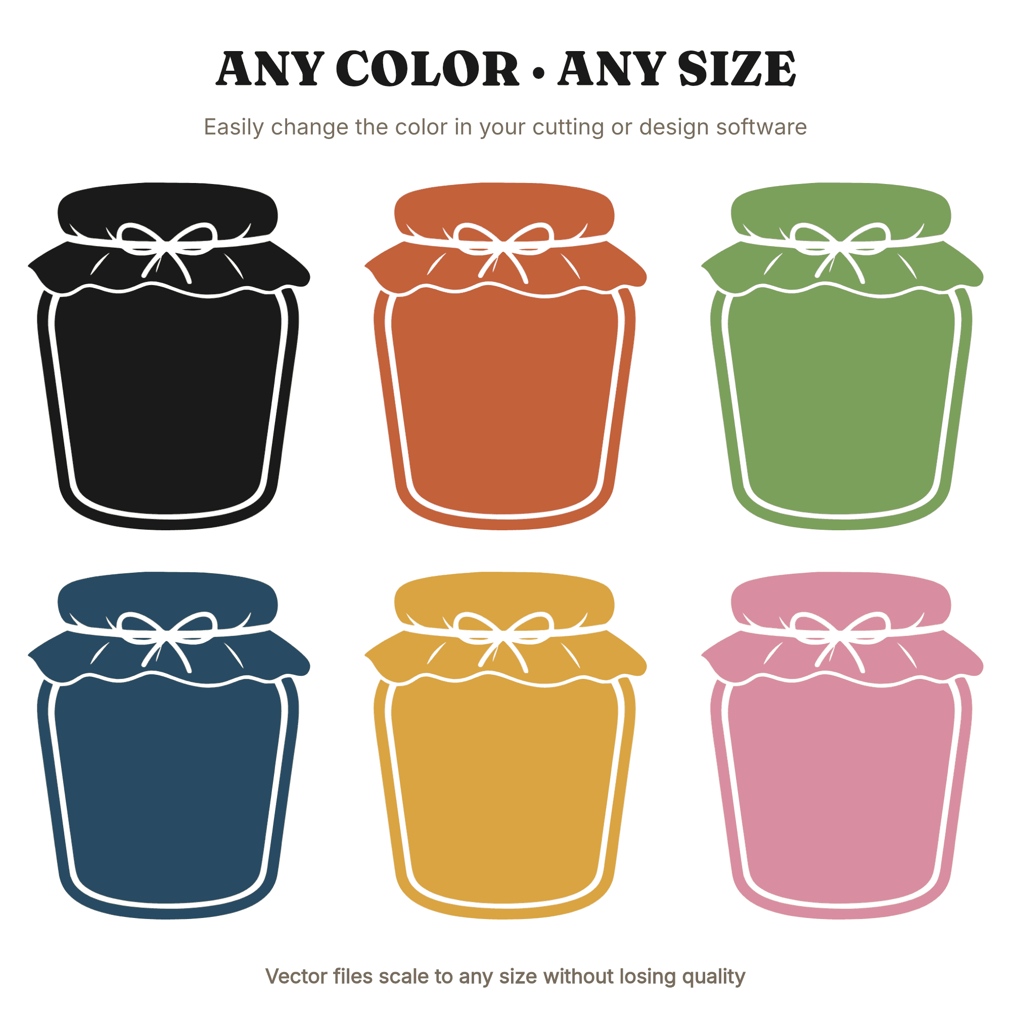 Autumn Preserve Jar SVG PNG, Fall Canning Mason Jar with Cloth Top Silhouette Cut File for Cricut — view 2