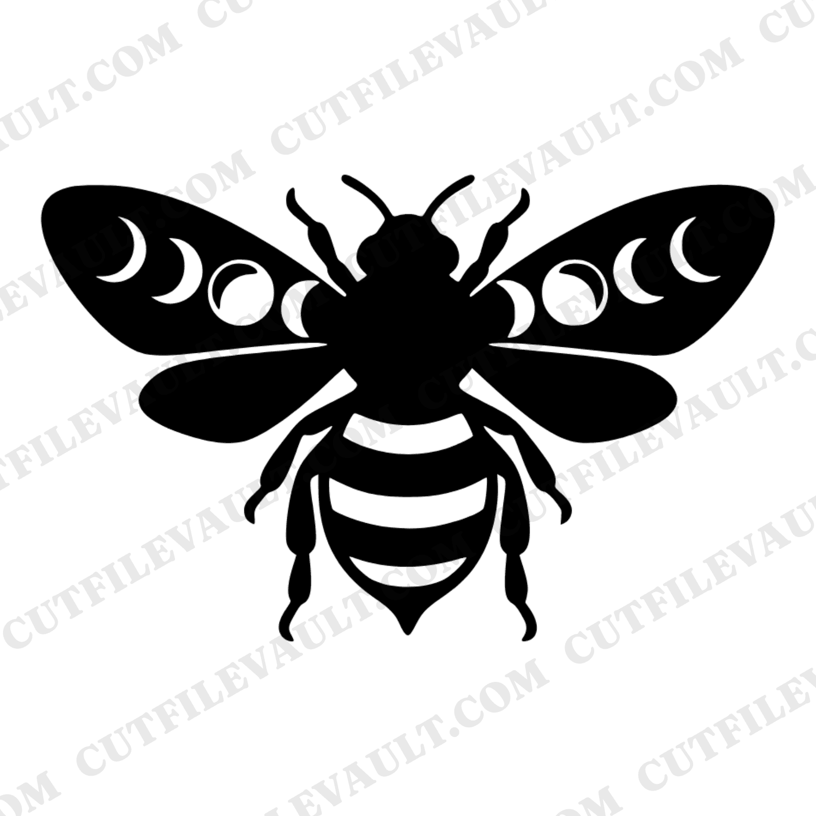 Retro Groovy Honey Bee SVG PNG Top View Silhouette Celestial Mystical 70s Design Cut File — view 1