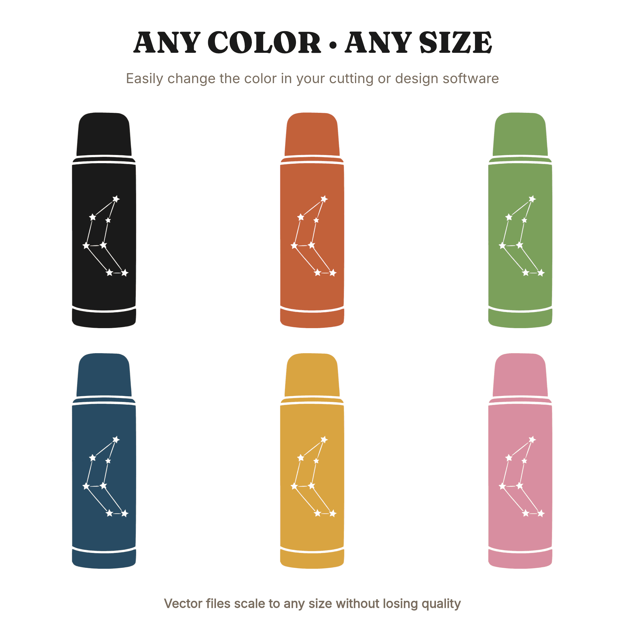 Vintage Thermos SVG PNG, Constellation Back to School Cut File, Retro Lunch Thermos Clipart — view 2