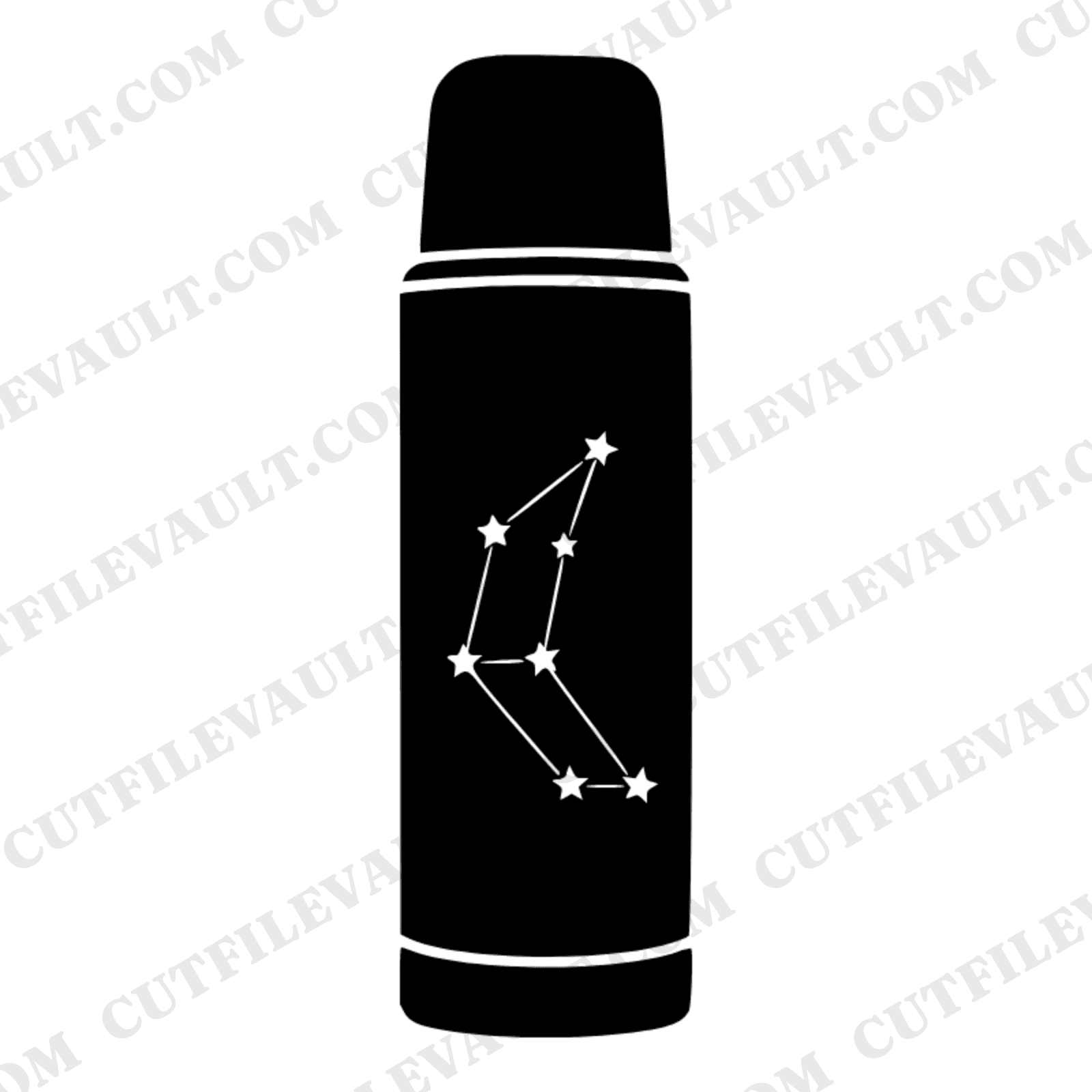Vintage Thermos SVG PNG, Constellation Back to School Cut File, Retro Lunch Thermos Clipart — view 1