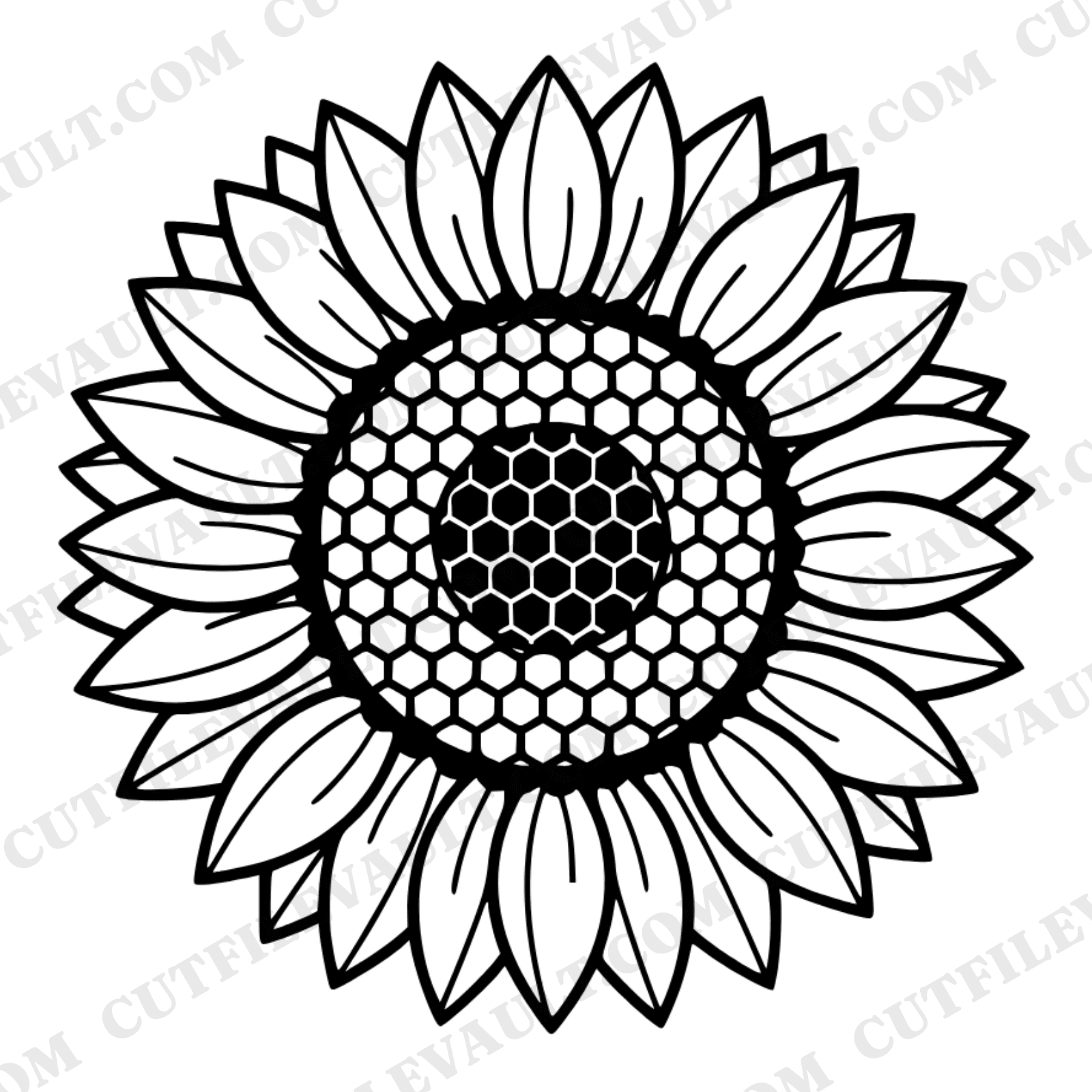 Geometric Sunflower SVG PNG Stained Glass Bloom Silhouette Cut File Farmhouse Flower Cricut Design