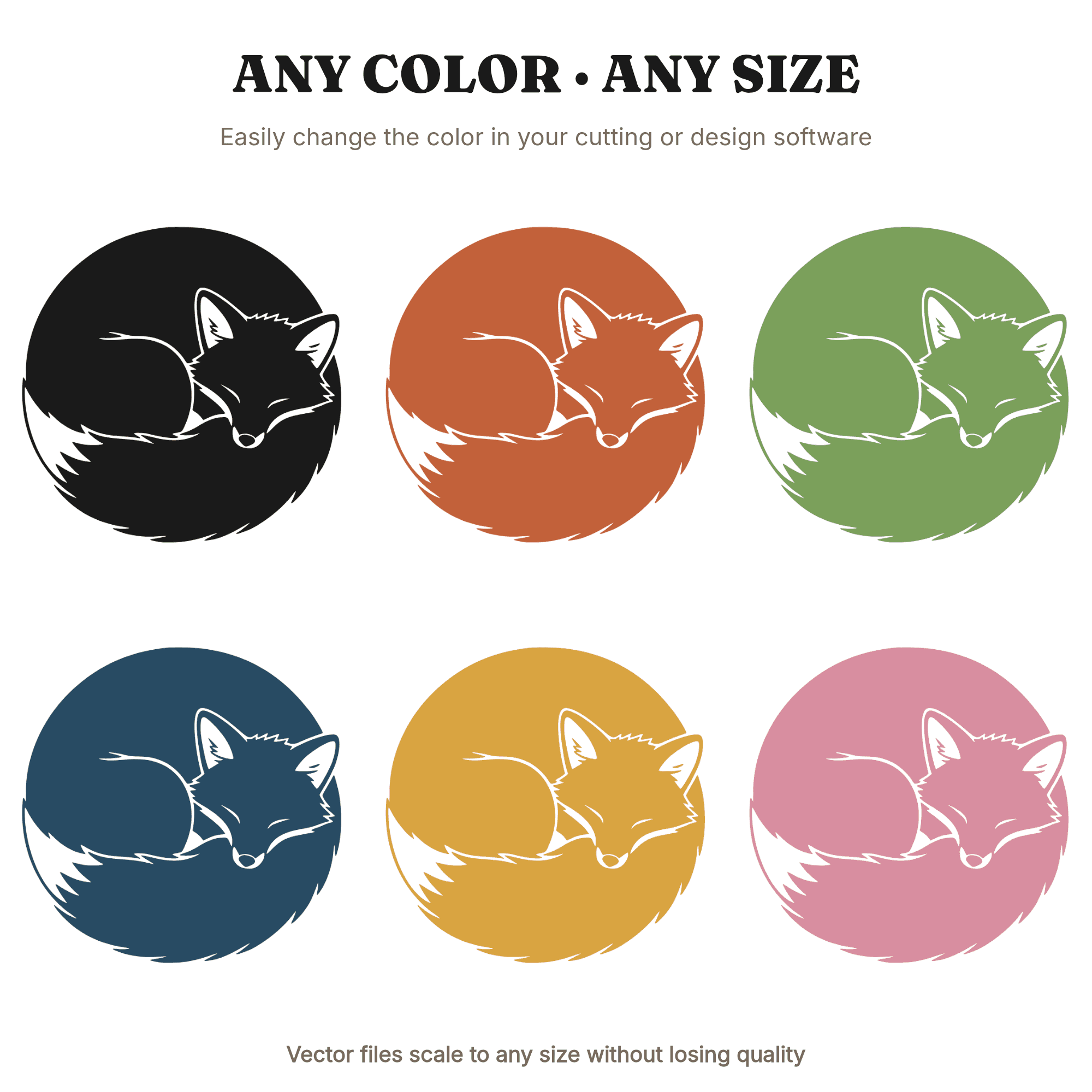Cozy Autumn Fox SVG PNG, Sleeping Fox Circle Cut File, Boho Fall Animal Silhouette, Pumpkin Spice — view 2