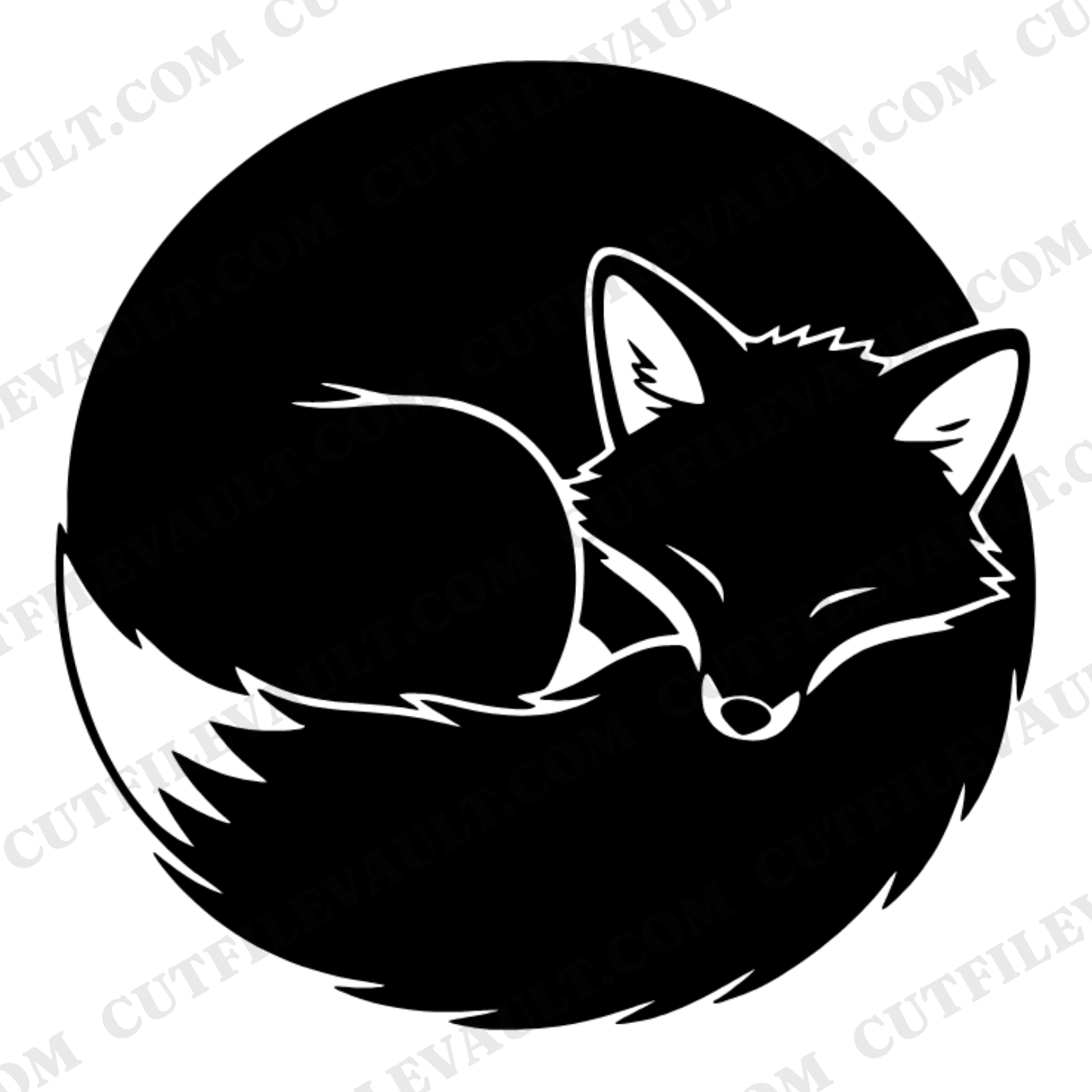 Cozy Autumn Fox SVG PNG, Sleeping Fox Circle Cut File, Boho Fall Animal Silhouette, Pumpkin Spice — view 1