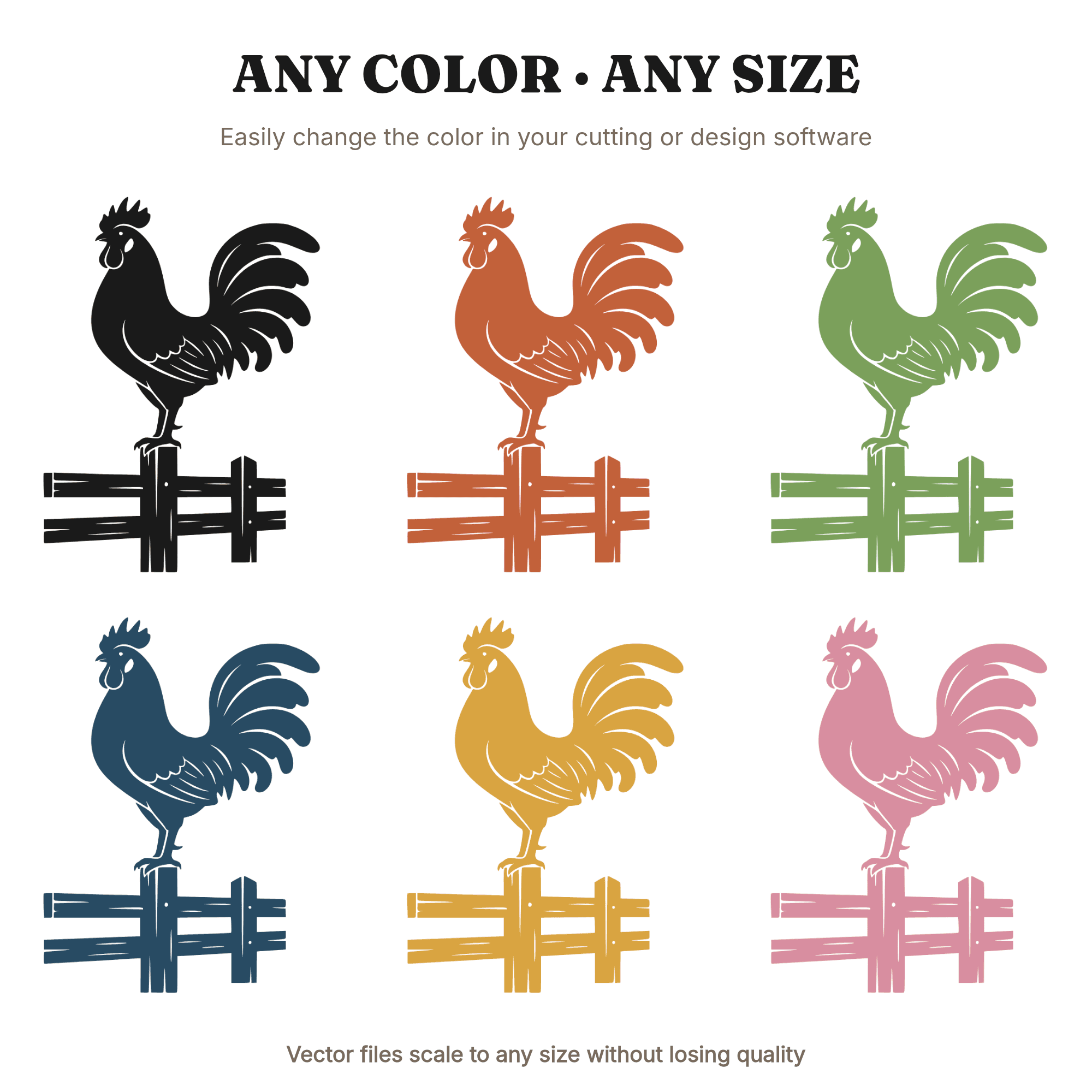Proud Rooster Split Rail Fence SVG PNG Labor Day Retro 70s Farm Americana Cut File for Cricut — view 2