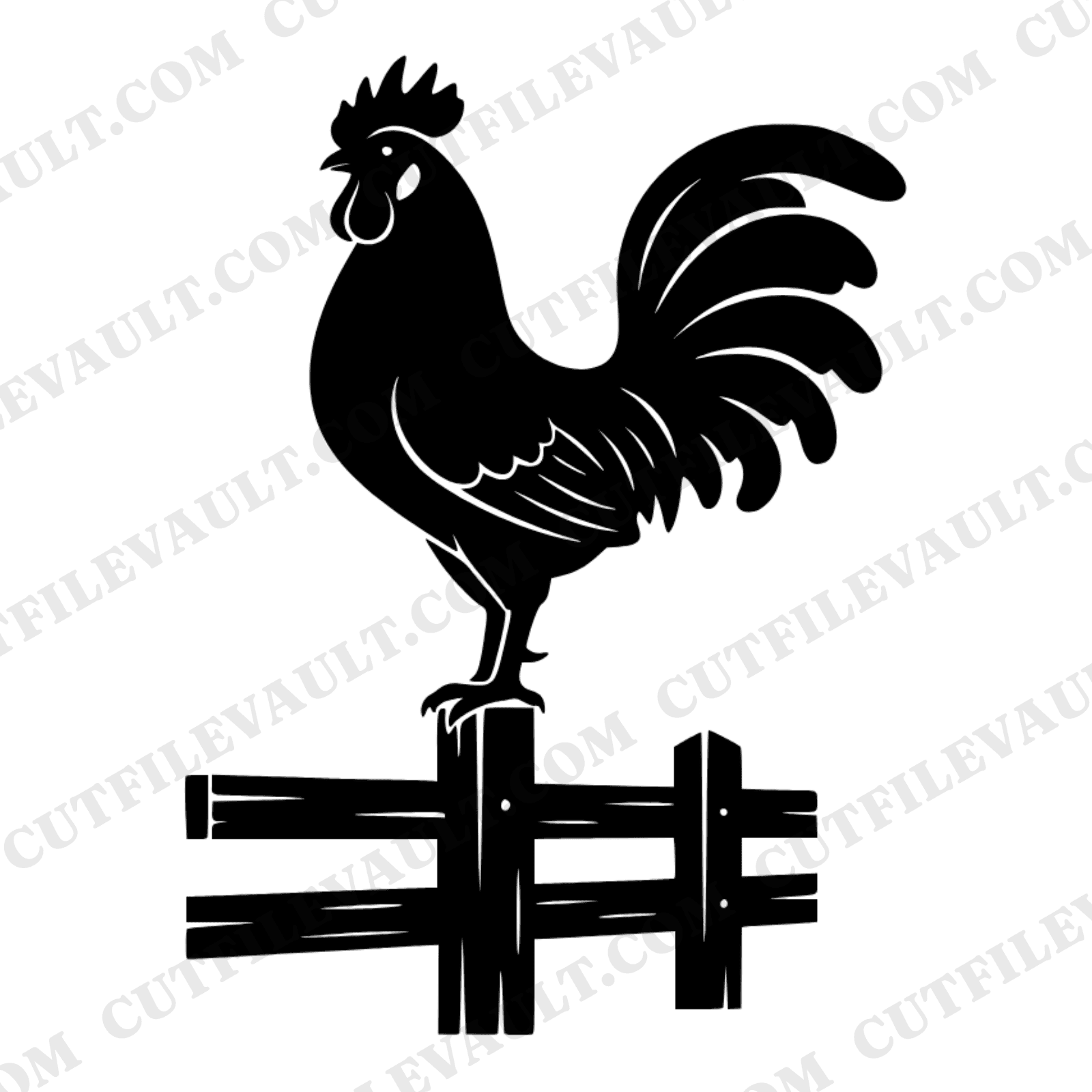 Proud Rooster Split Rail Fence SVG PNG Labor Day Retro 70s Farm Americana Cut File for Cricut — view 1