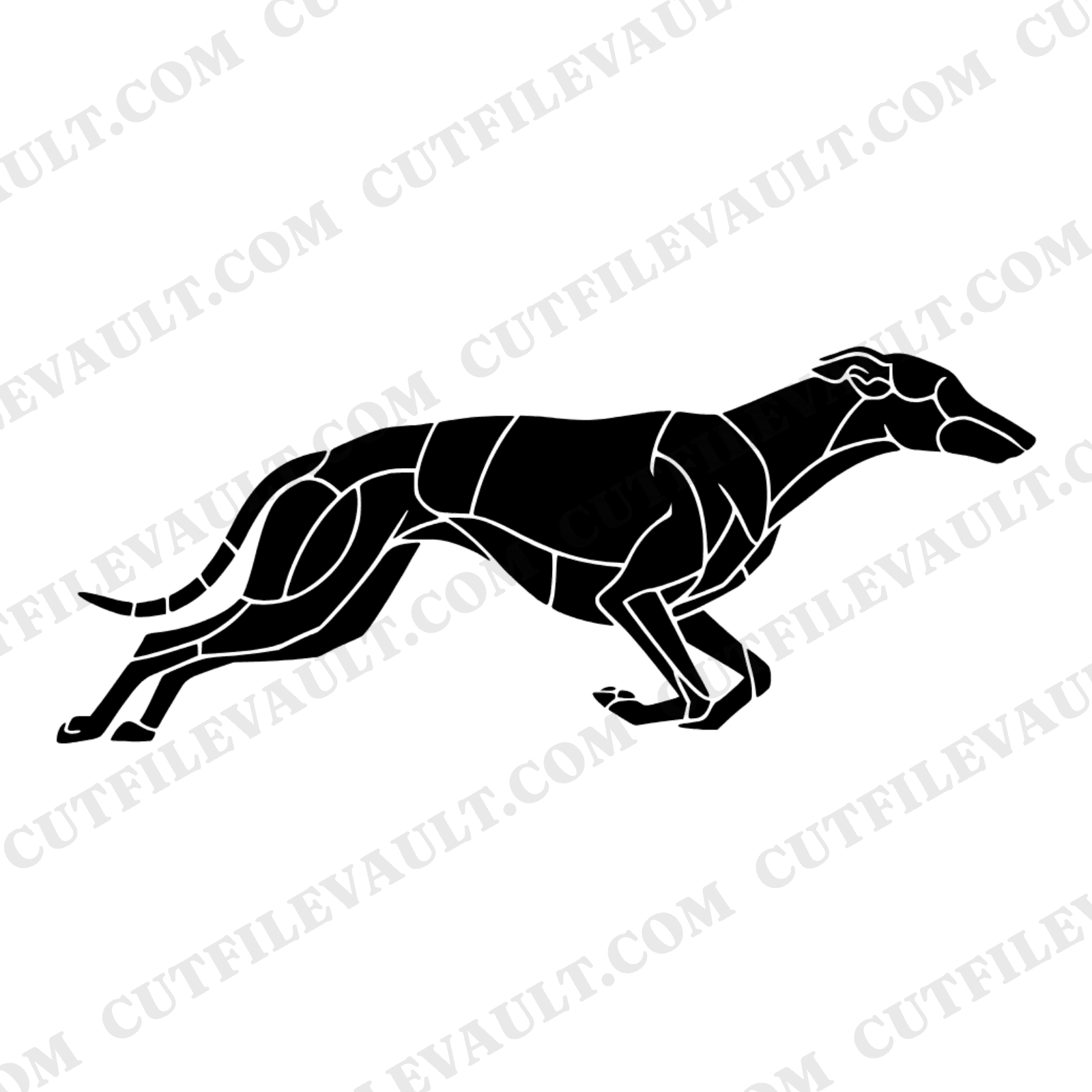 Greyhound Stained Glass SVG PNG, Mid-Century Dog Silhouette Cut File, Racing Greyhound Decal Design — view 1