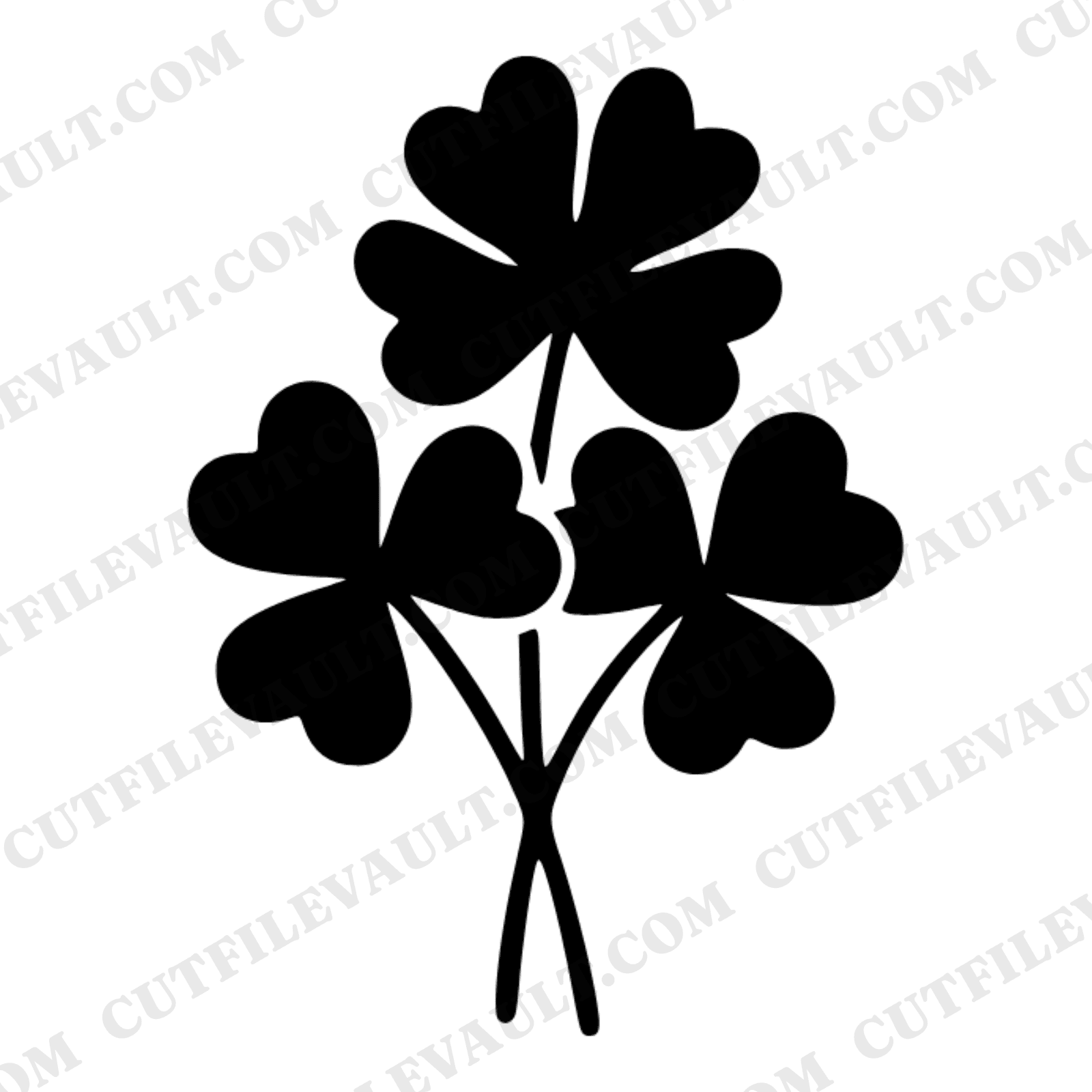 Clover Bouquet SVG PNG, Three Clover Flowers Cut File, Bee Lover Gift, Mid-Century Botanical Line Art — view 1