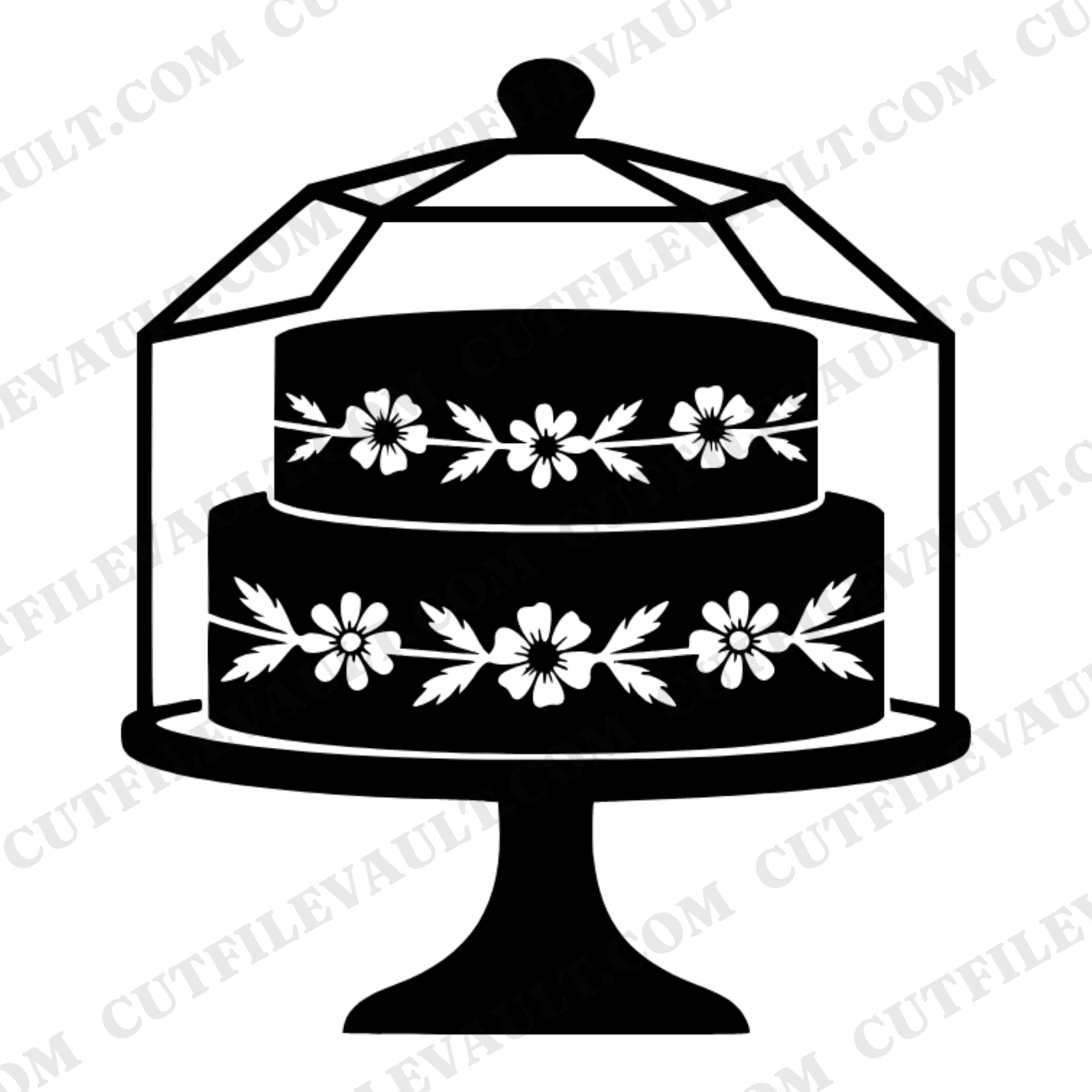October Cake Dome SVG PNG, Cottagecore Floral Celebration Cut File, Anniversary Milestone Wall Art — view 1