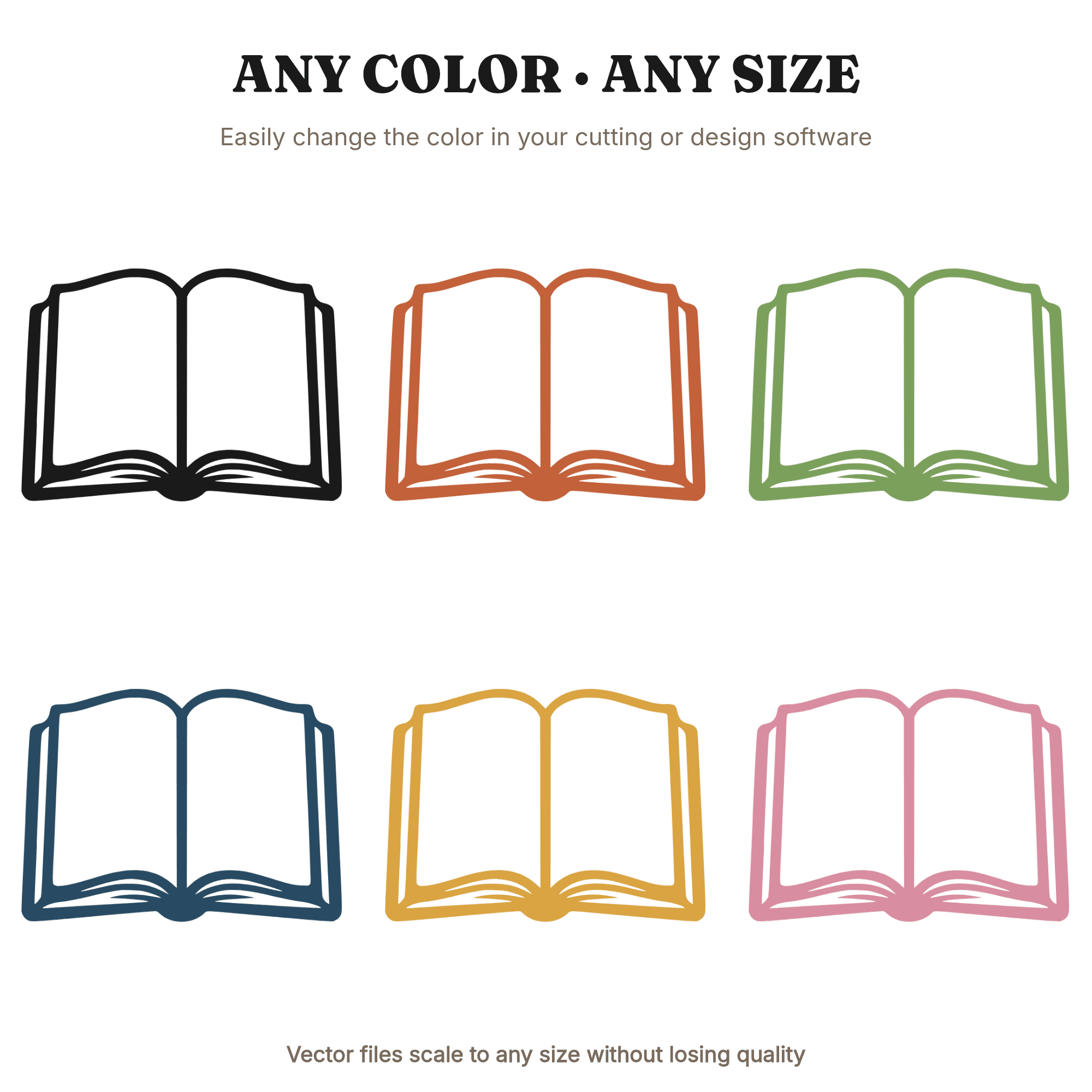 Retro 1970s Open Book SVG PNG, Groovy Book Silhouette From Above, Vintage Botanical Library Wall Art — view 2