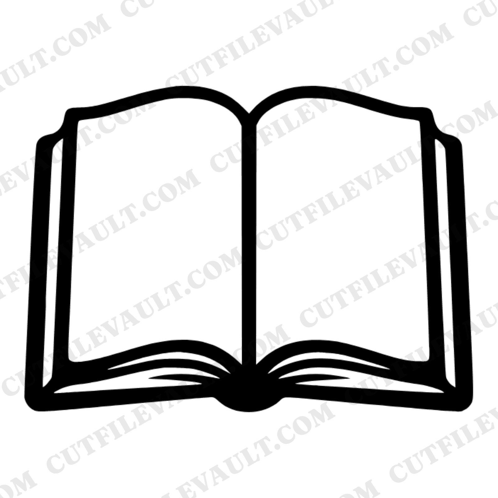 Retro 1970s Open Book SVG PNG, Groovy Book Silhouette From Above, Vintage Botanical Library Wall Art — view 1