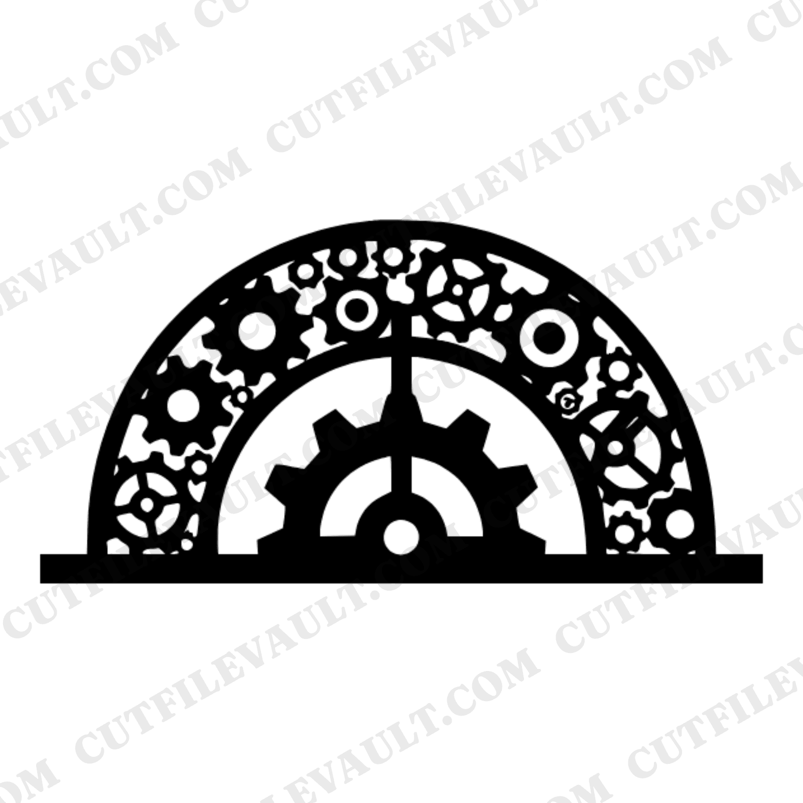 Steampunk Protractor SVG PNG, Gear Silhouette Cut File, Back to School Decor, Farmhouse Wall Art — view 1