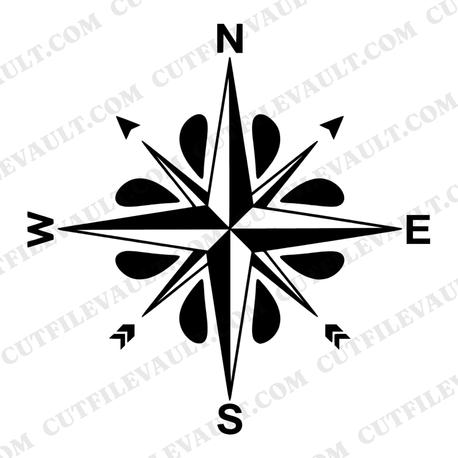 Vintage Compass Rose SVG PNG, Mid Century Modern Navigation Adventure Design Cut File — view 1