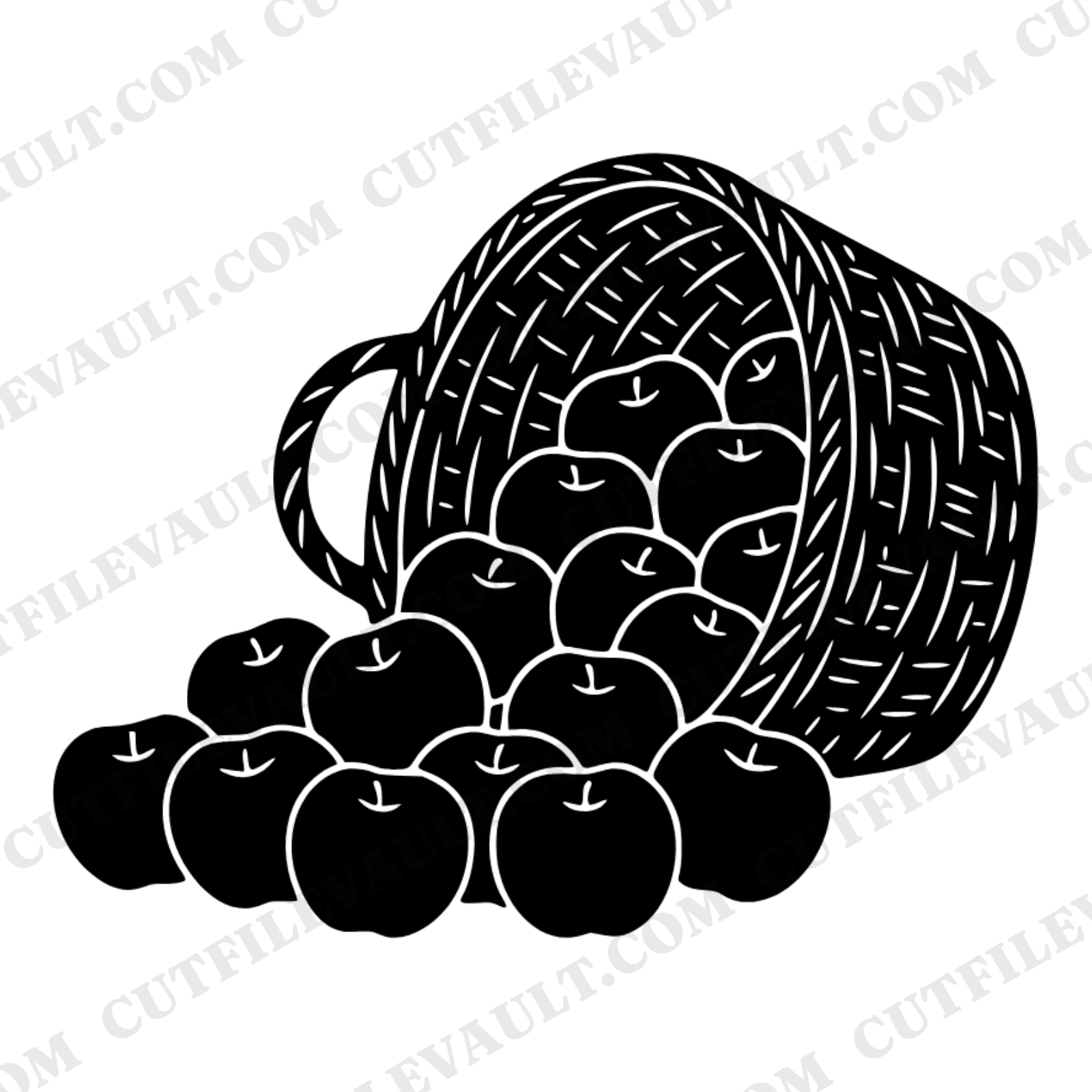 Harvest Bushel Basket with Apples SVG PNG, Autumn Farmhouse Decor Cut File, Vintage Botanical