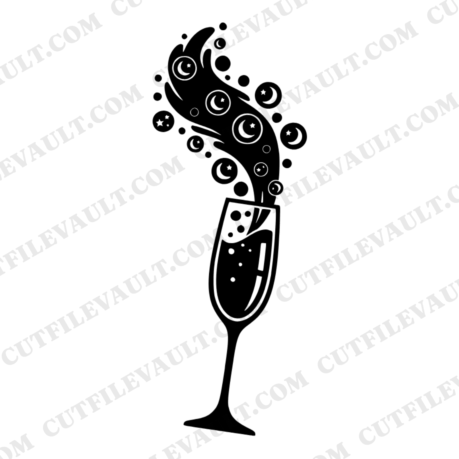 Celestial Champagne Toast SVG PNG, Starry Bubbles New Year's Eve Cut File, Mystical Celebration