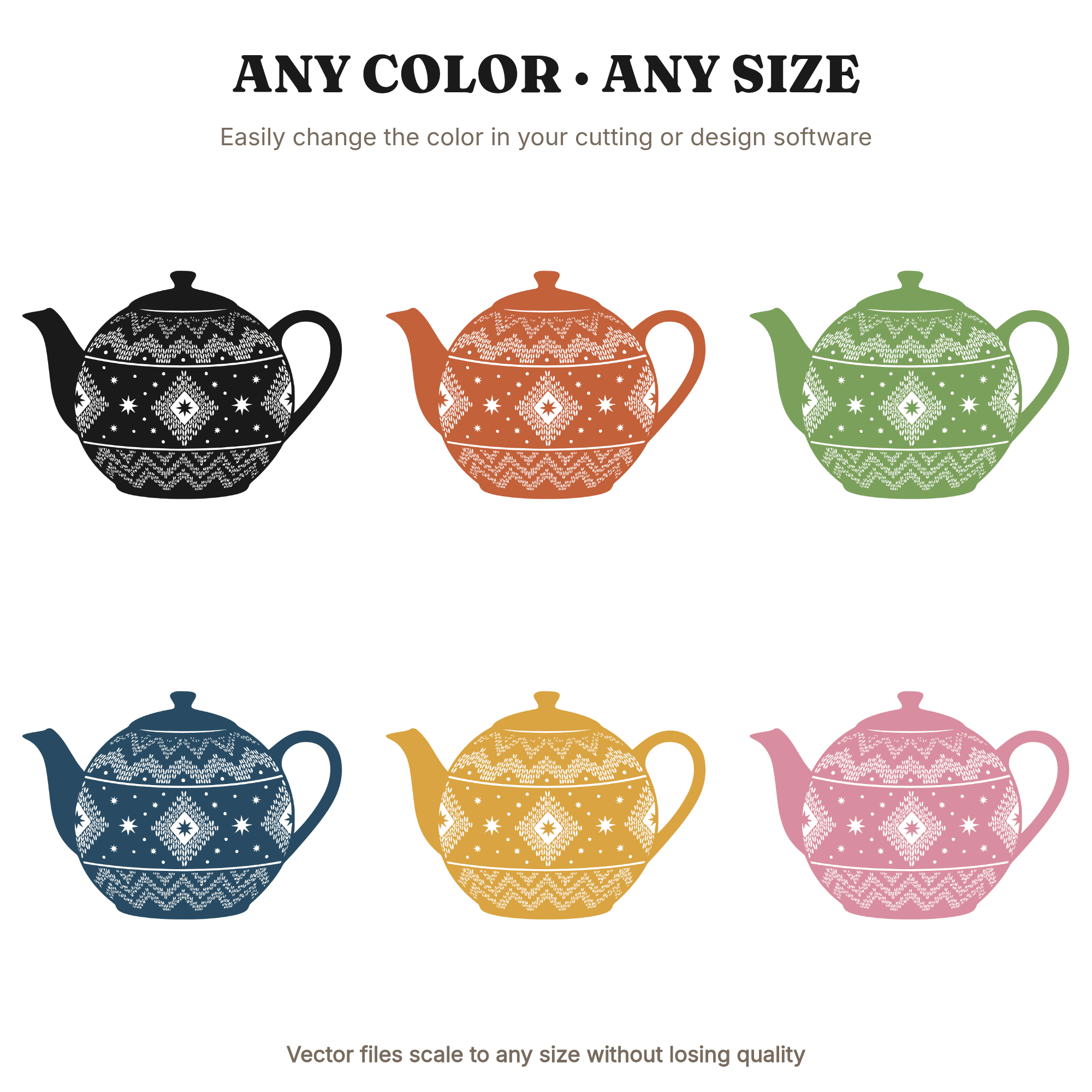Vintage Teapot with Knitted Cozy SVG PNG, Celestial Mystical Silhouette, Grandparents Day Cut File — view 2