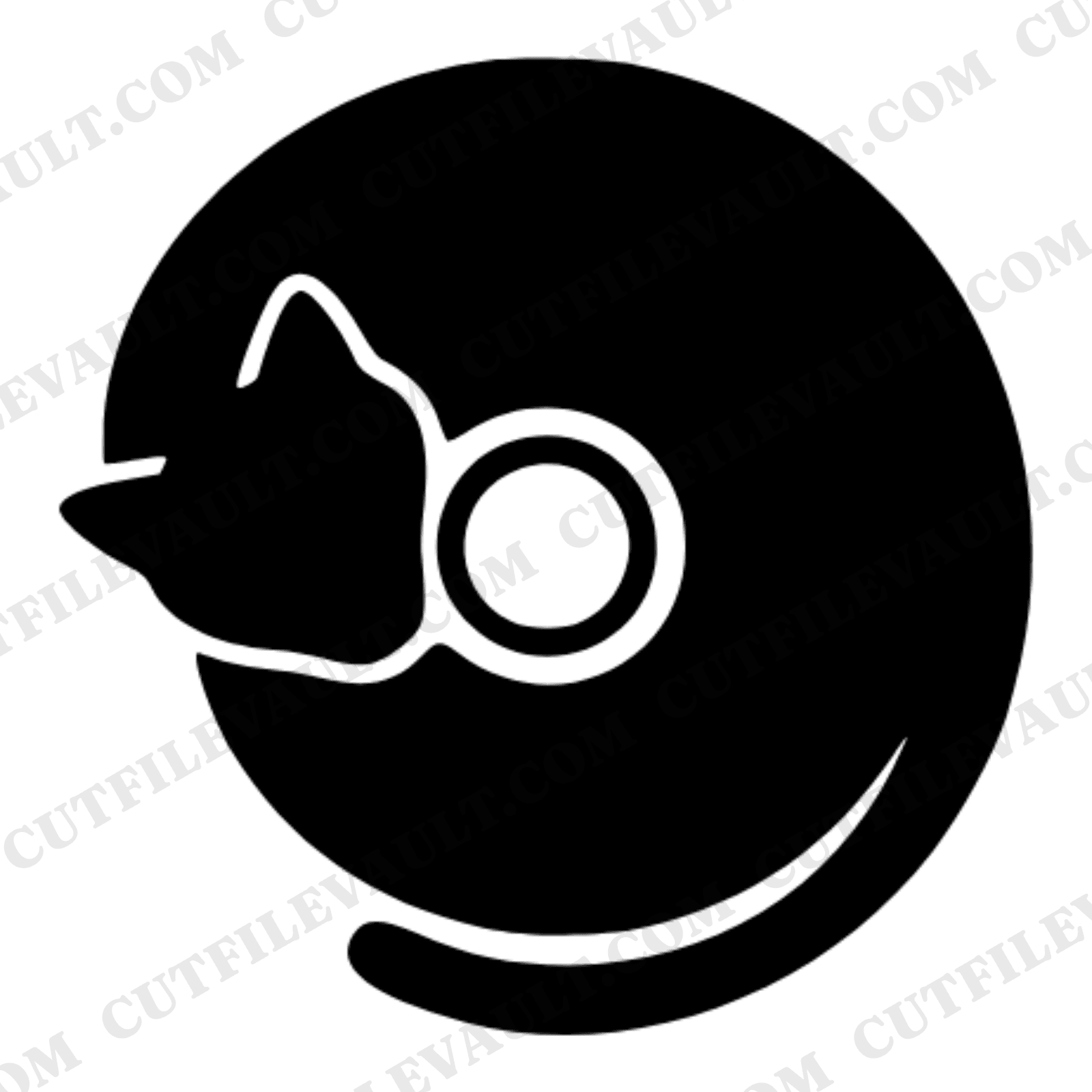 Spiral Cat SVG PNG Minimalist Curled Cat Silhouette Cut File Modern Scandinavian Home Decor Design — view 1