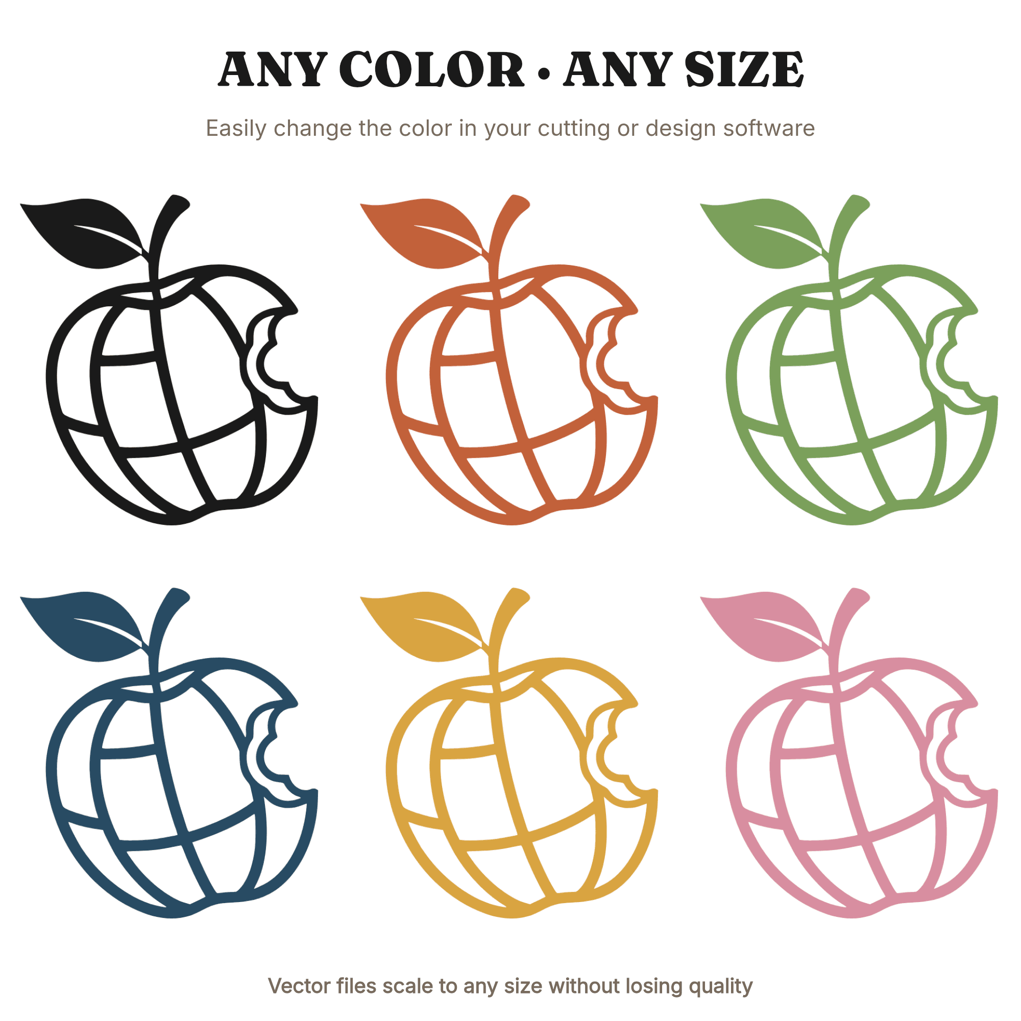 Stained Glass Apple SVG PNG, Farmhouse Back to School Teacher Gift, Cottagecore Apple Bite Cut File — view 2