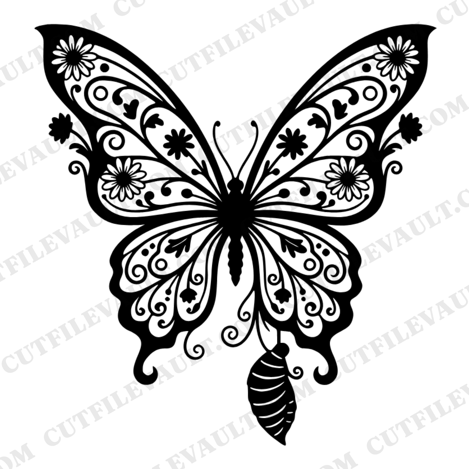Butterfly Metamorphosis SVG PNG Art Nouveau Back to School Classroom Decor Cut File Design — view 1