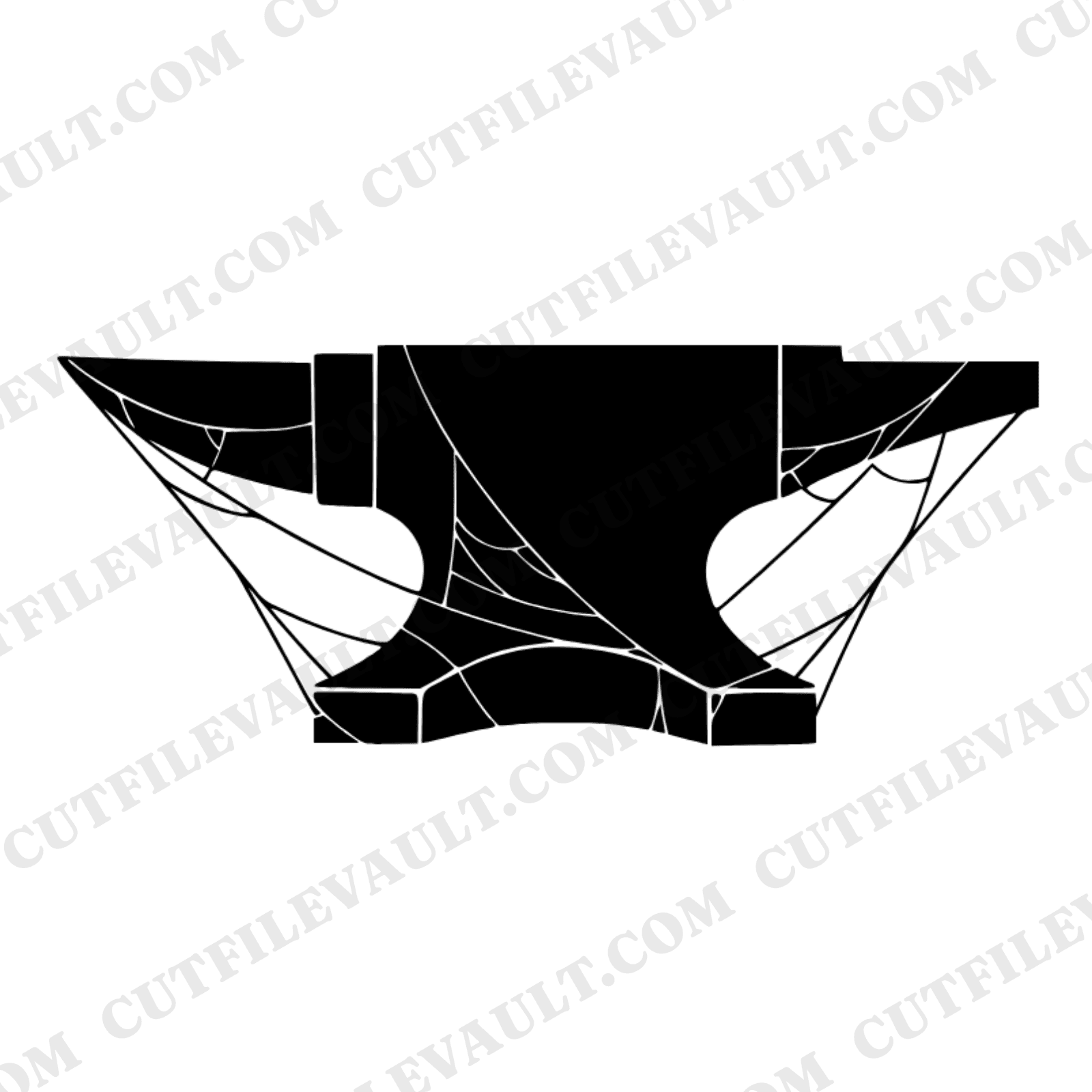 Gothic Anvil with Cobwebs SVG PNG Halloween Silhouette Cut File Blacksmith Spooky Decor Design — view 1