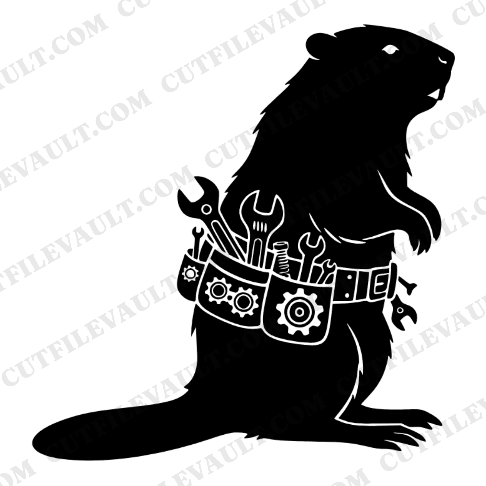 Labor Day Beaver SVG PNG, Steampunk Craftsman Toolbelt Cut File, Boho Maker Builder Design, view 1
