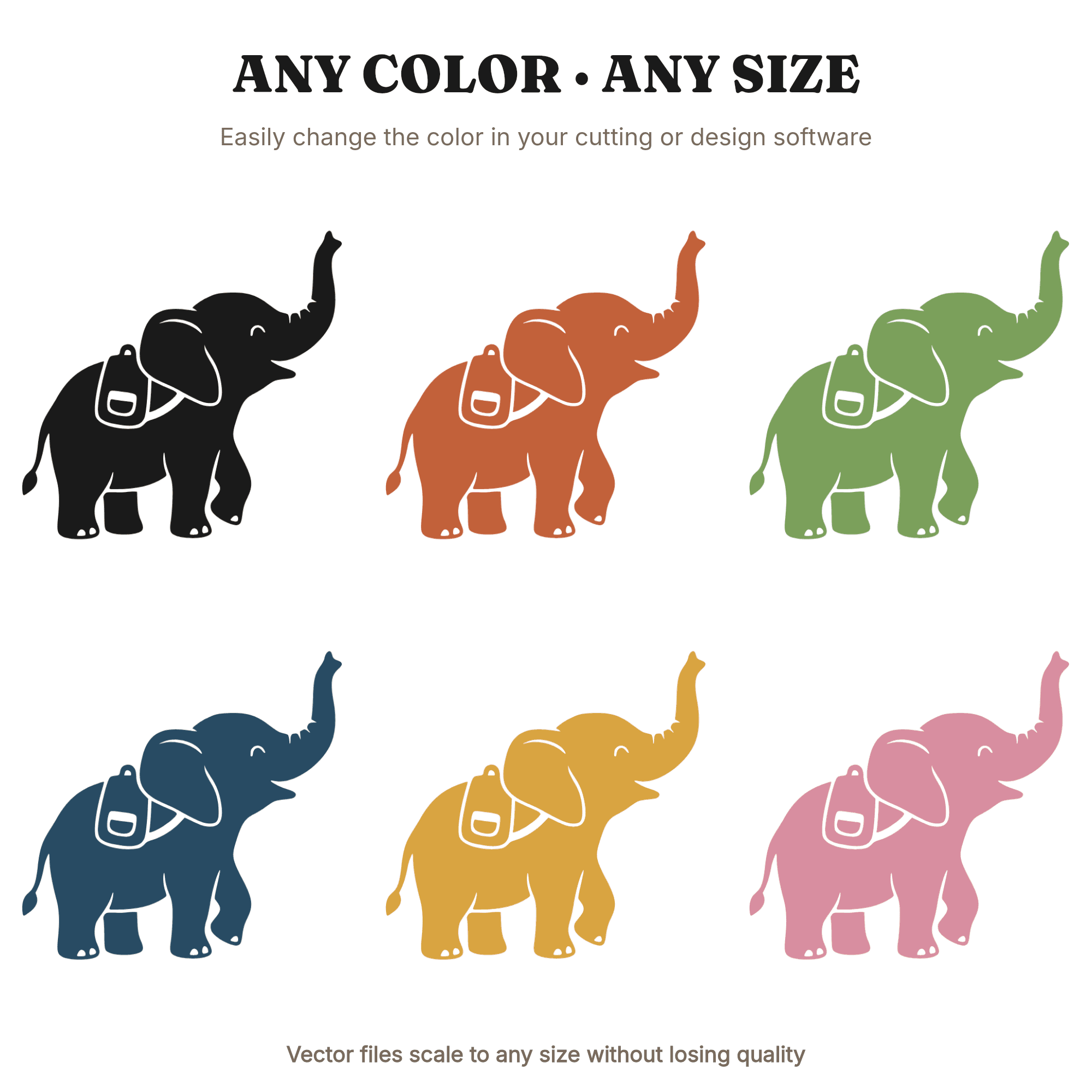 Baby Elephant SVG PNG Backpack Back to School Cut File Boho Nursery Kids Room Silhouette Design, view 2