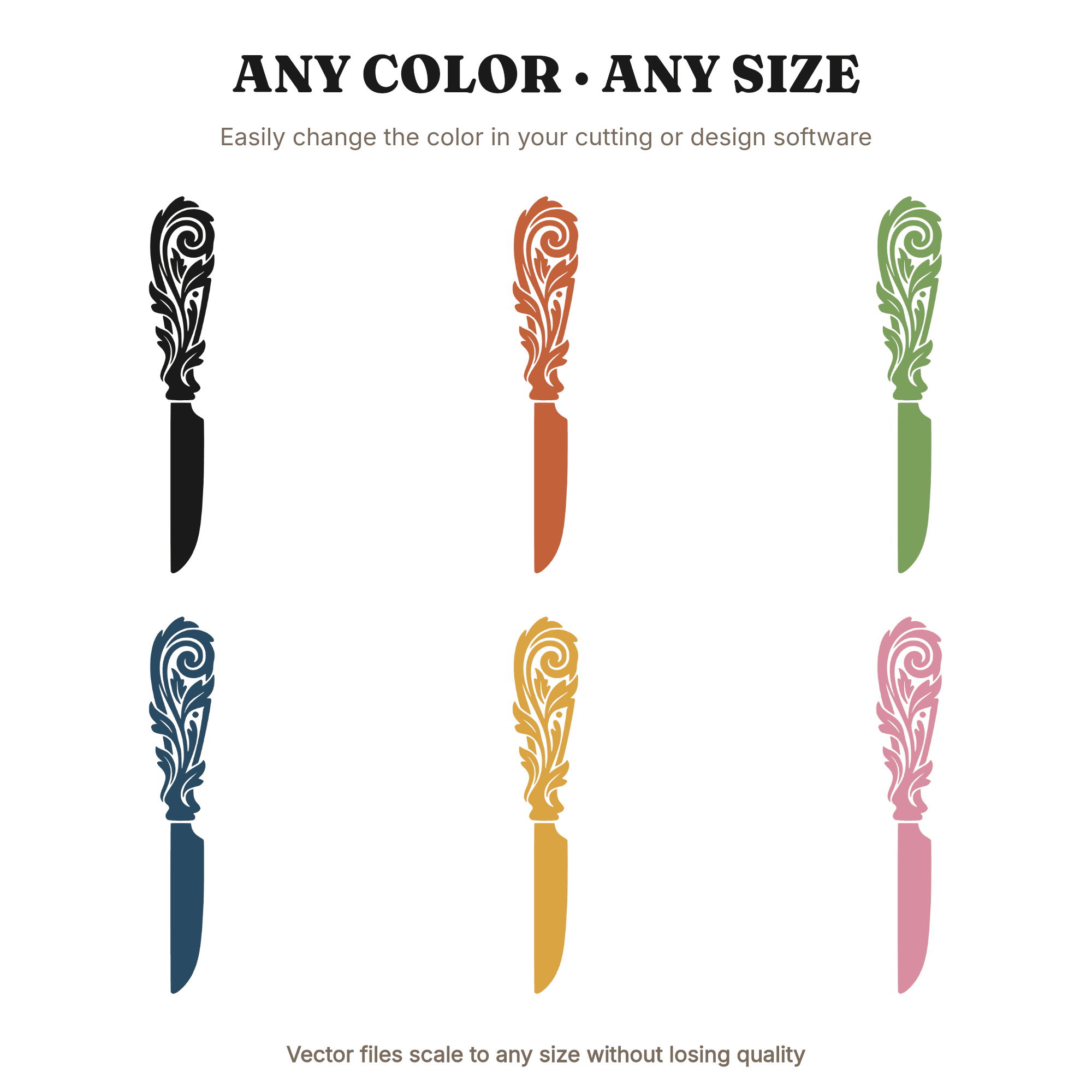 Art Nouveau Cake Knife SVG PNG Wedding Scepter Silhouette Cut File Botanical Flourish Design, view 2