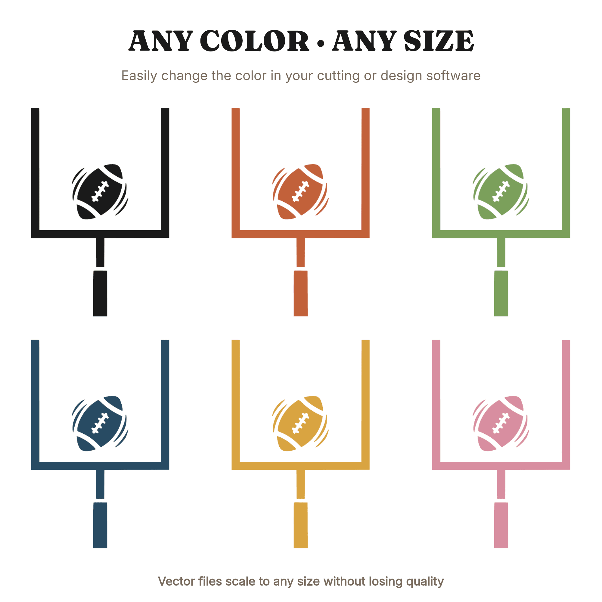 Football Through Uprights SVG PNG, Super Bowl Sunday Cut File, Mid-Century Minimal Game Day Decor, view 2