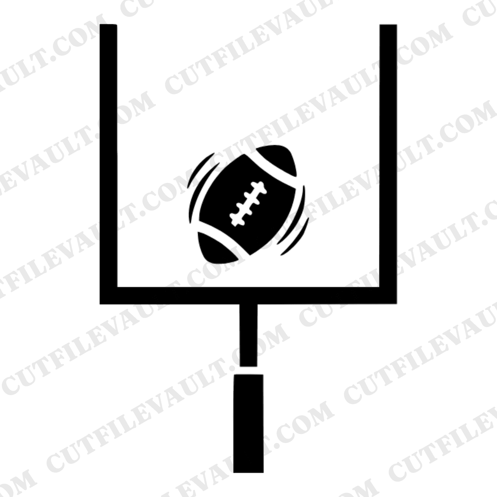 Football Through Uprights SVG PNG, Super Bowl Sunday Cut File, Mid-Century Minimal Game Day Decor, view 1