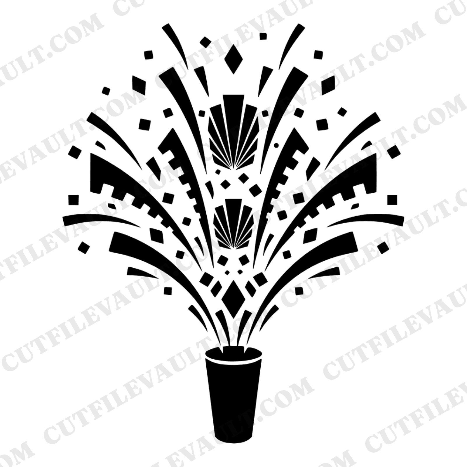 Art Deco Confetti Popper SVG PNG, New Year's Eve Party Celebration Burst Cut File for Cricut, view 1