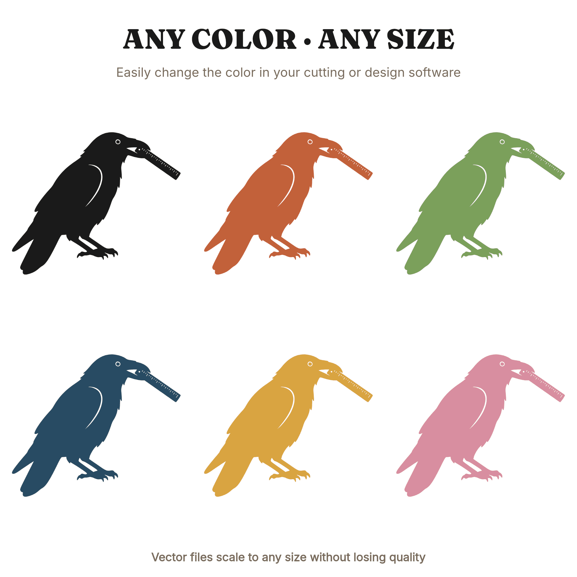 Scholarly Raven SVG, Back to School Raven with Ruler PNG, Vintage Botanical Bird Cut File Teacher Gift, view 2