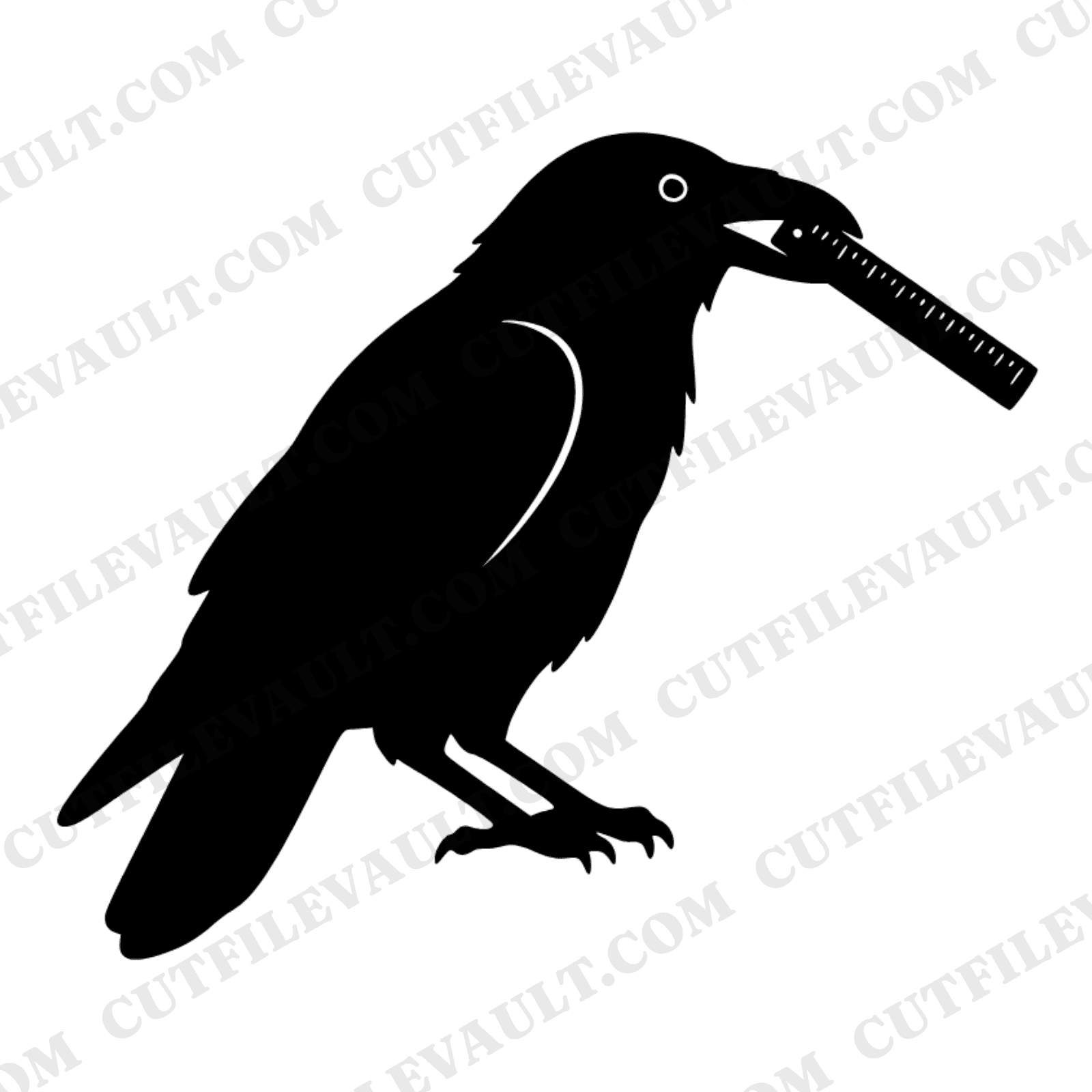 Scholarly Raven SVG, Back to School Raven with Ruler PNG, Vintage Botanical Bird Cut File Teacher Gift, view 1