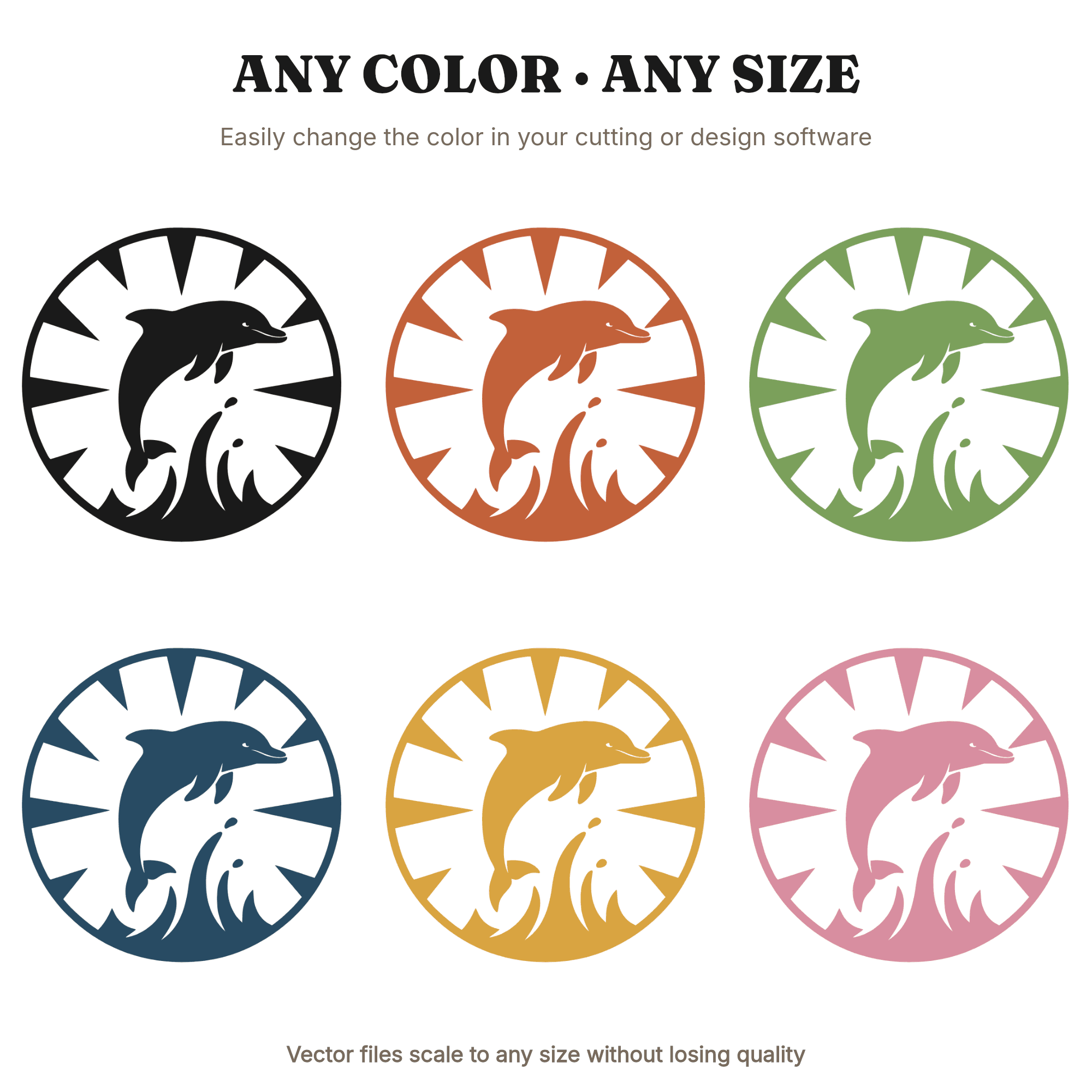 Dolphin Stained Glass Medallion SVG PNG, Wildlife Day Ocean Breach Silhouette Cut File Design, view 2