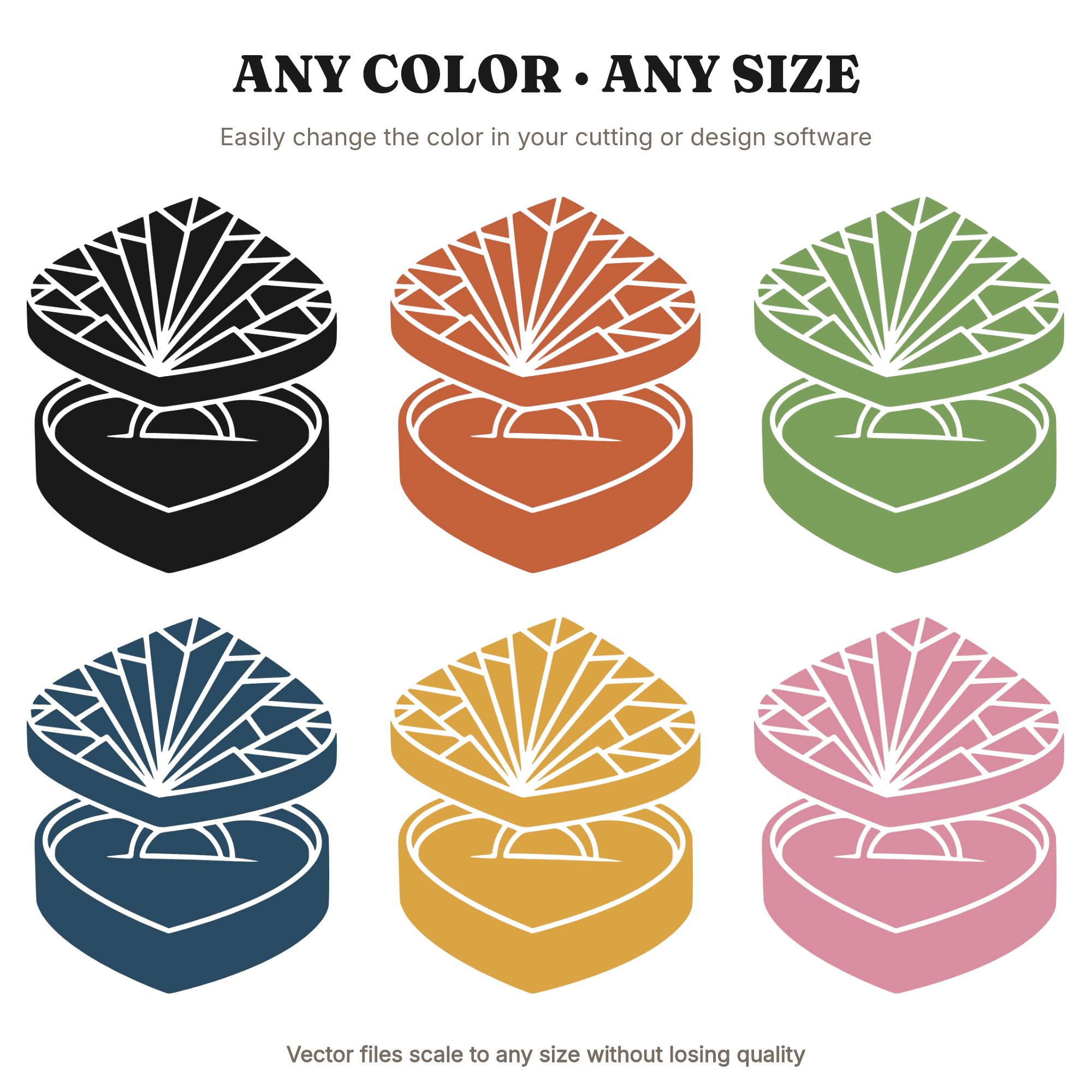 Art Deco Heart Jewelry Box SVG PNG, Open Ring Box Silhouette, Wedding Engagement Cut File, view 2