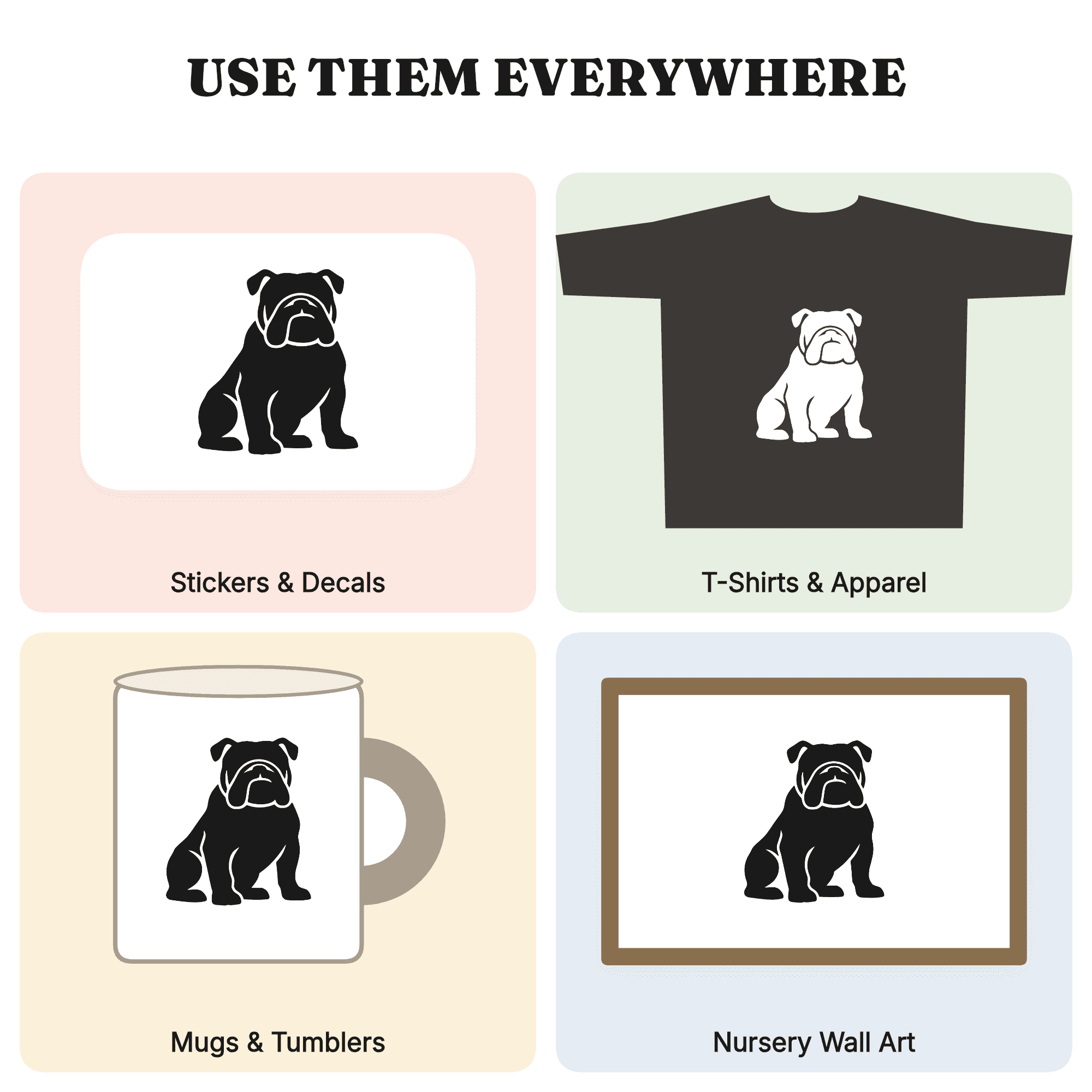 Bulldog Mascot SVG, School Spirit Silhouette PNG, Upright Bulldog Cut File for Vinyl Crafts, view 3