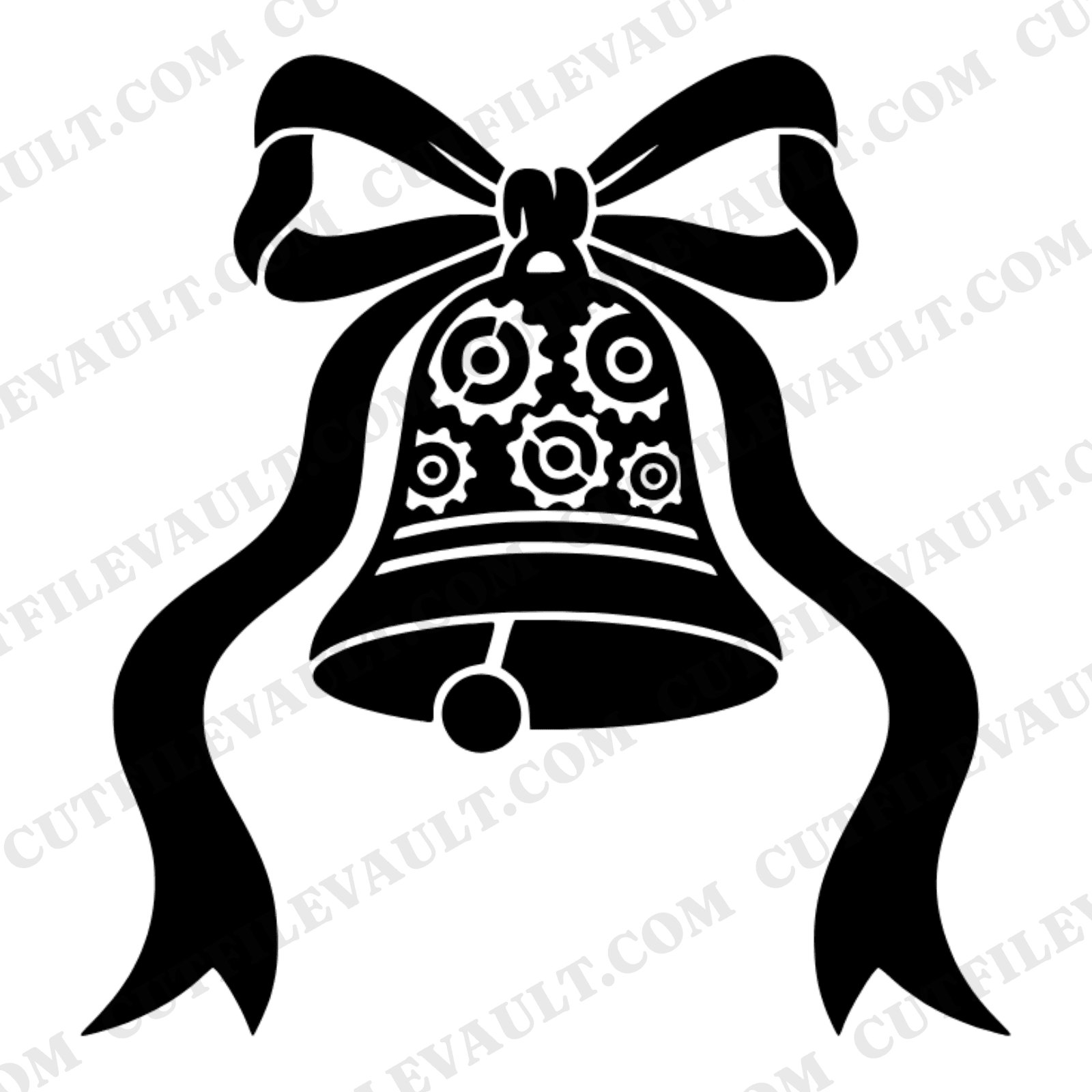 October Anniversary Bell SVG PNG, Steampunk Gears Retro 70s Wave Design, Vintage Wedding Cut File, view 1