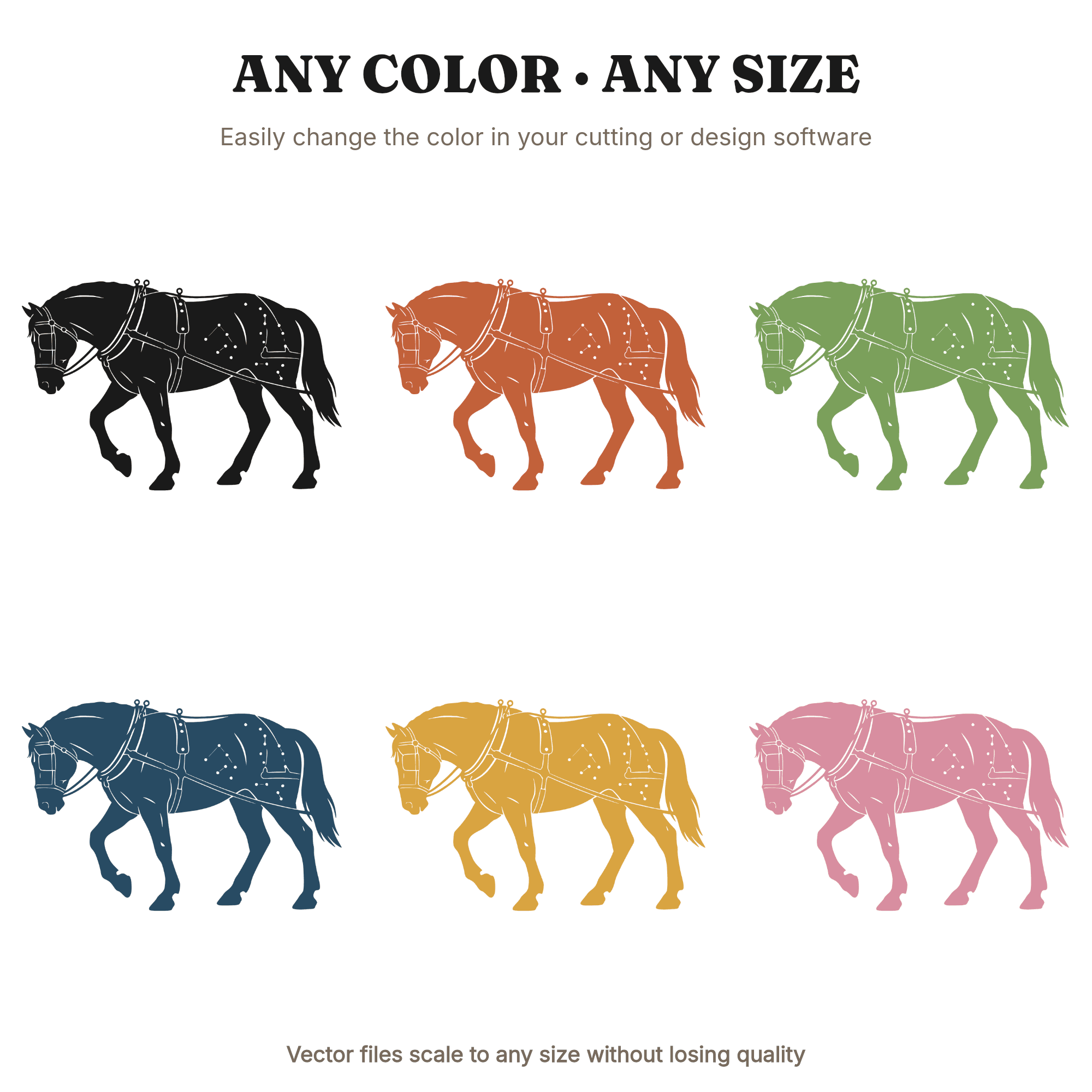 Celestial Draft Horse SVG PNG, Labor Day Constellation Silhouette Cut File for Cricut, view 2