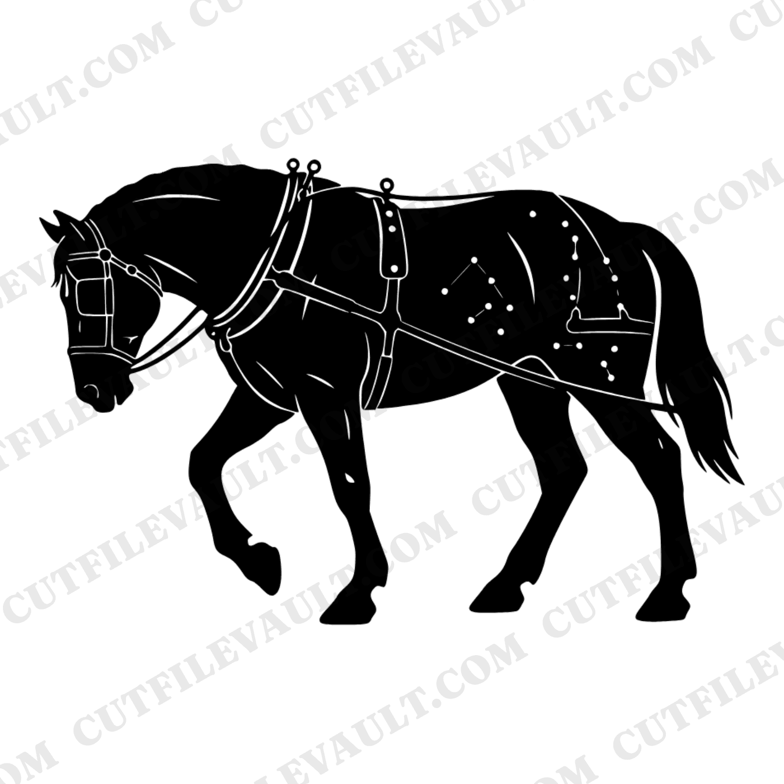 Celestial Draft Horse SVG PNG, Labor Day Constellation Silhouette Cut File for Cricut, view 1