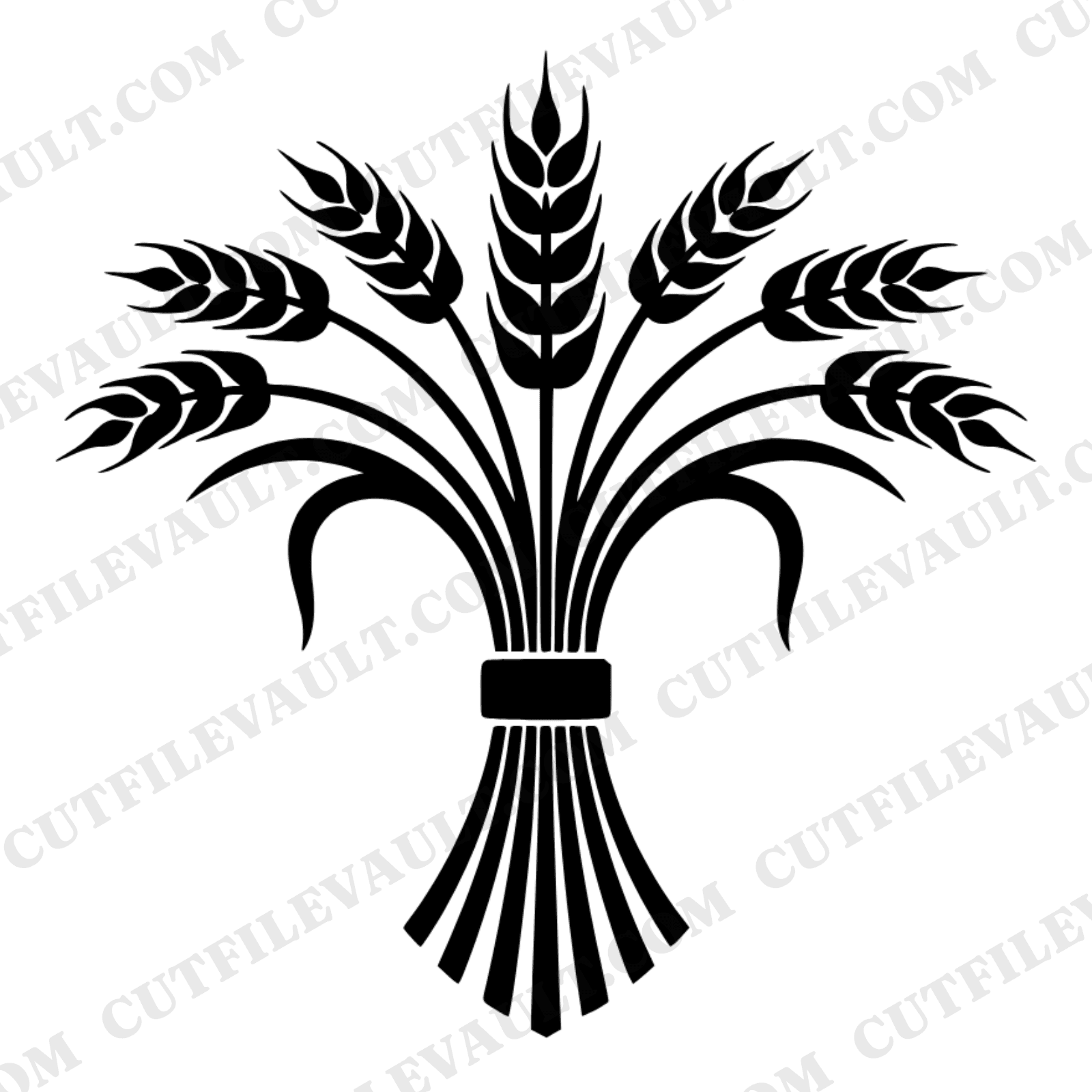 Retro Wheat Sheaf SVG PNG, 70s Symmetrical Harvest Bundle Cut File, Labor Day Farm Grain Design, view 1