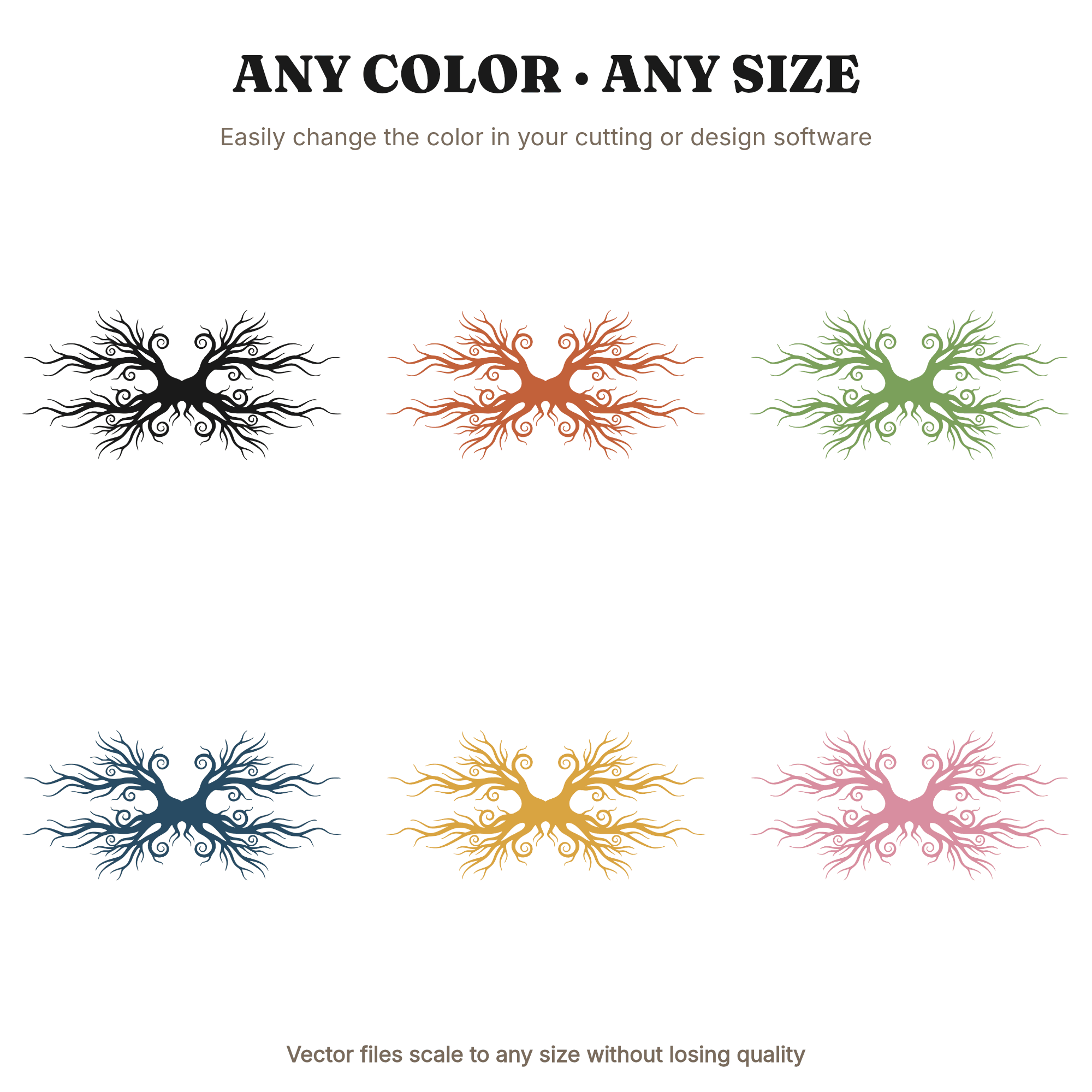 Gothic Tree Roots SVG PNG, Skeletal Symmetrical Halloween Design, Spooky Nature Cut File, view 2