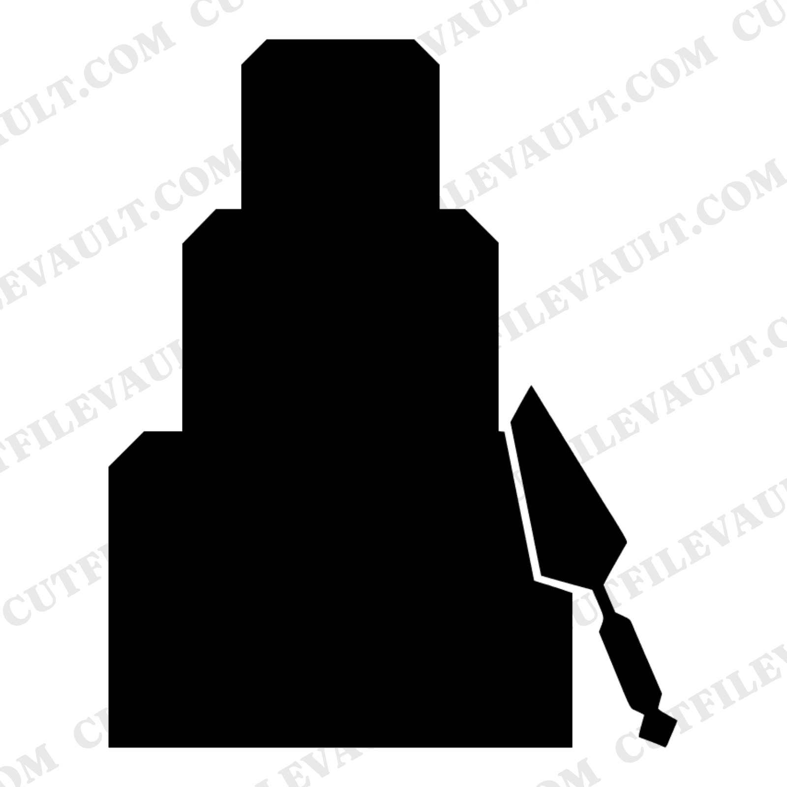 Vintage Tiered Cake SVG, Anniversary Cake Silhouette PNG, Ornate Spatula Cut File, Grandparents Day, view 1