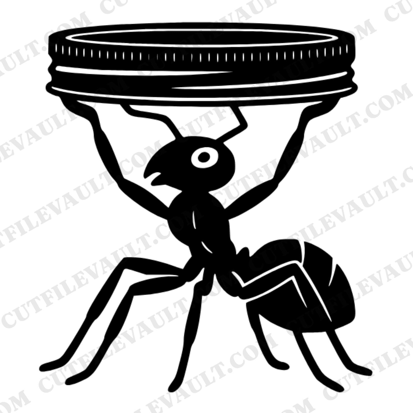 Hardworking Ant Mason Jar Lid SVG PNG, Labor Day Ant Cut File, Mid Century Kitchen Decor Design, view 1