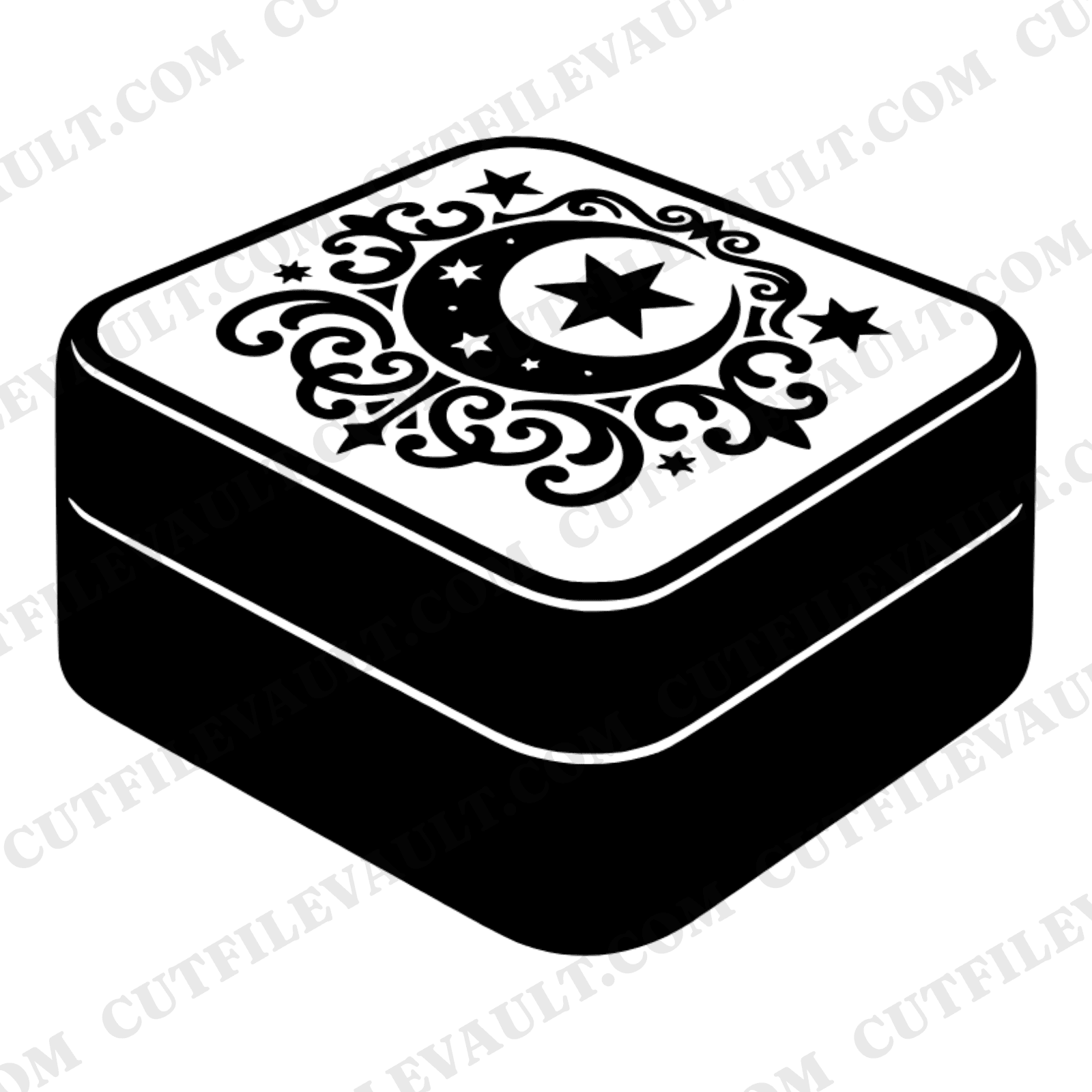 Celestial Ring Box SVG, Moon Phase Jewelry Box PNG, Grandparents Day Gift Cut File, Mystical Heirloom, view 1