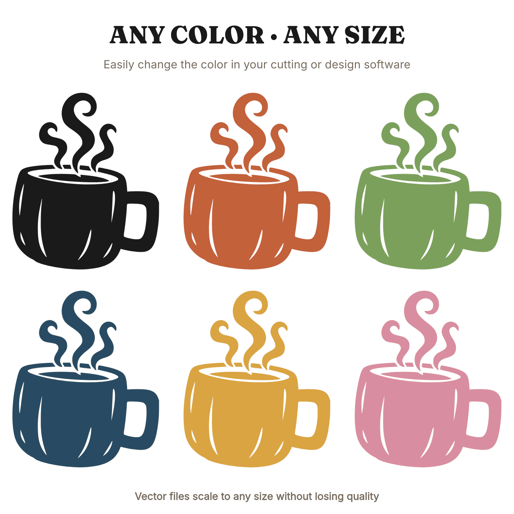 Cozy Pumpkin Spice Mug SVG PNG, Tilted Coffee Cup with Steam, Fall Autumn Nursery Decor Cut File, view 2