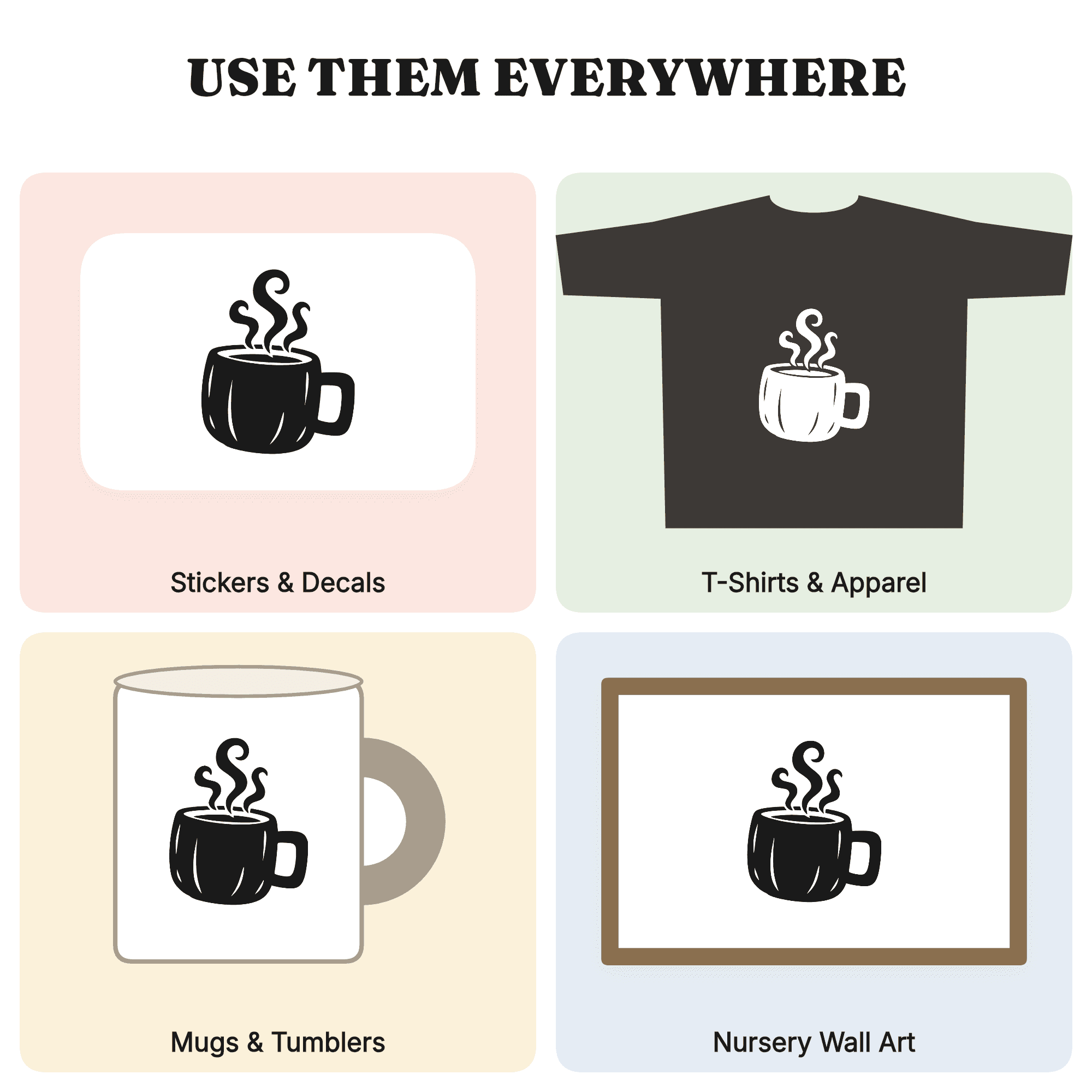 Cozy Pumpkin Spice Mug SVG PNG, Tilted Coffee Cup with Steam, Fall Autumn Nursery Decor Cut File, view 3