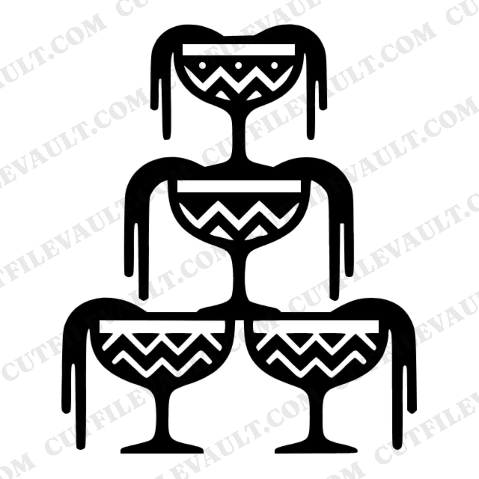 Art Deco Champagne Fountain SVG PNG, Wedding Decor Silhouette, Geometric Tiered Coupe Glass