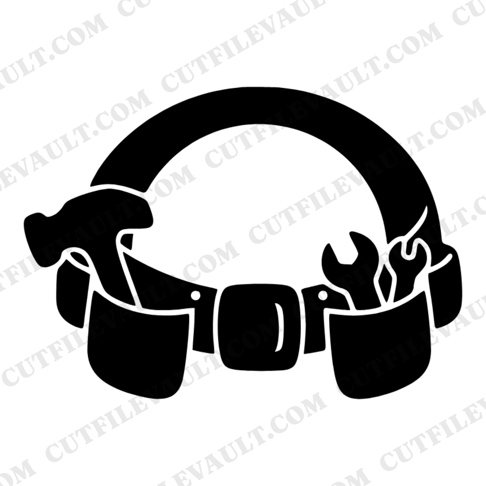 Little Builder Tool Belt SVG PNG, Toy Tools Semi Circle Silhouette Cut File for Kids Room Decor, view 1