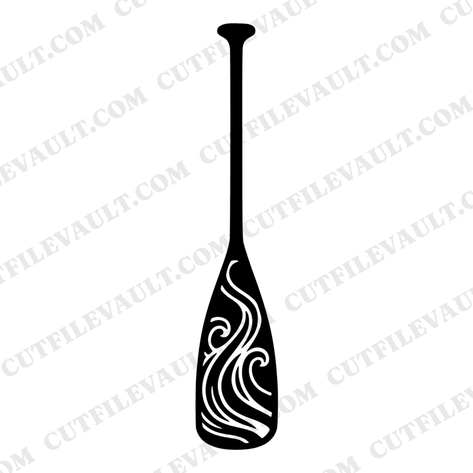 Art Nouveau Canoe Paddle SVG PNG, Flowing Water Ripples Cut File, Boho Outdoor Adventure Design, view 1