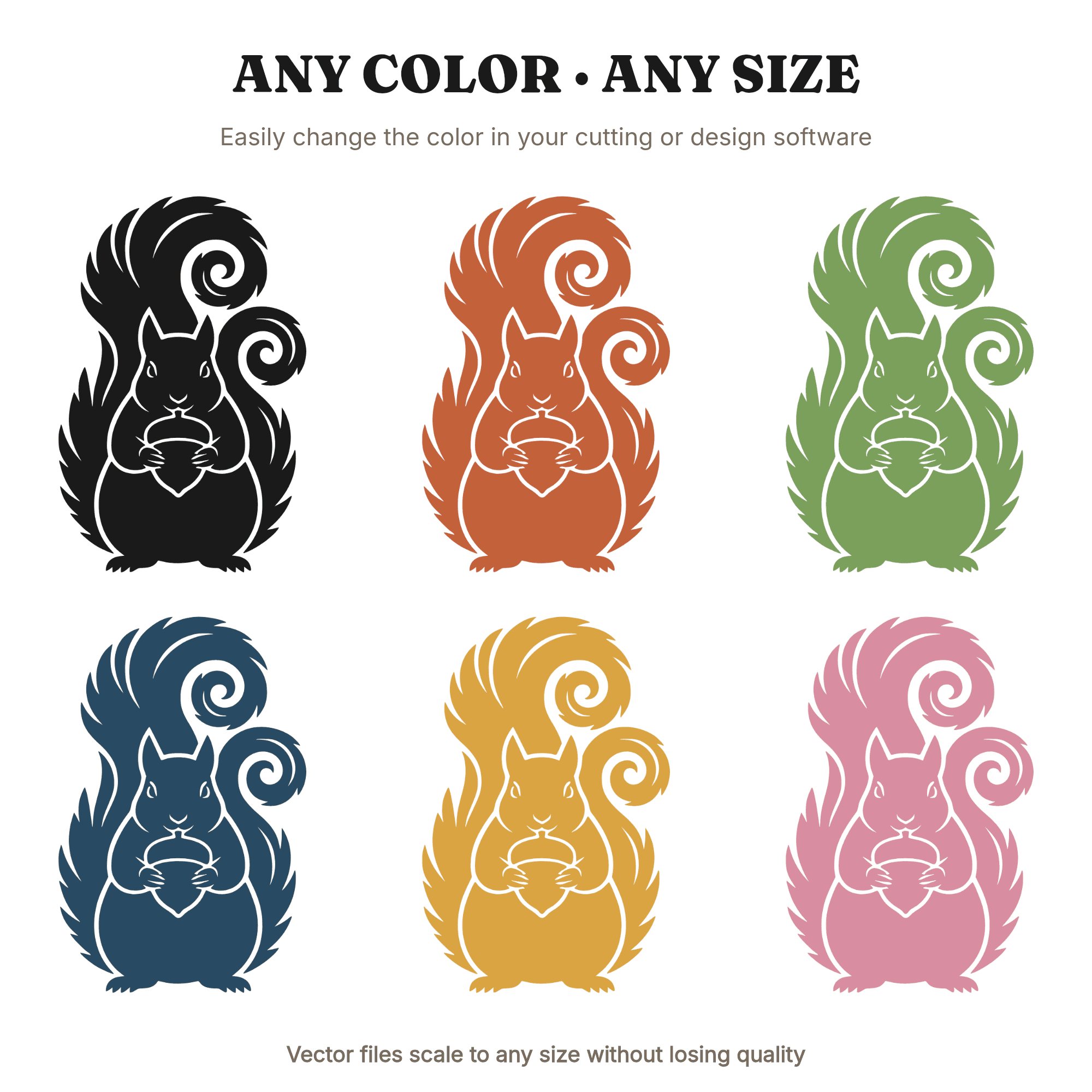 Chubby Squirrel with Acorn SVG PNG, Art Nouveau Autumn Squirrel Cut File, Fall Silhouette Design, view 2